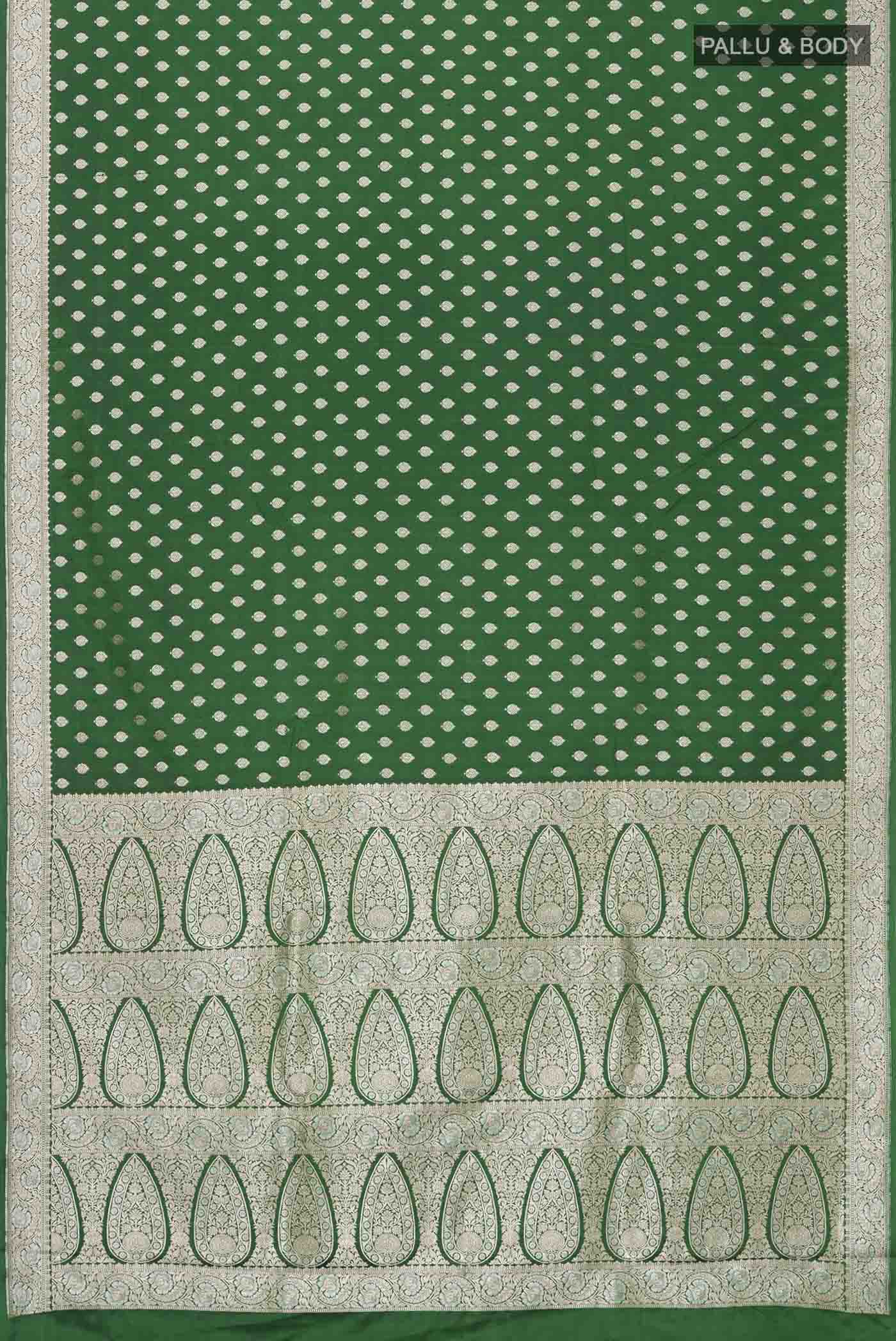 Green Blended Banarasi Silk Saree - Image 3