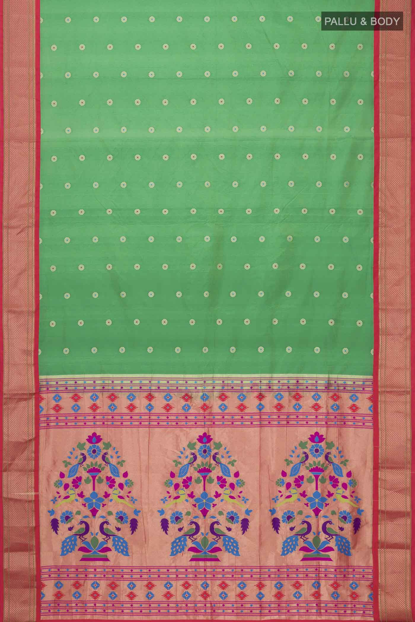 Green Blended Bangalore Silk Saree - Image 5