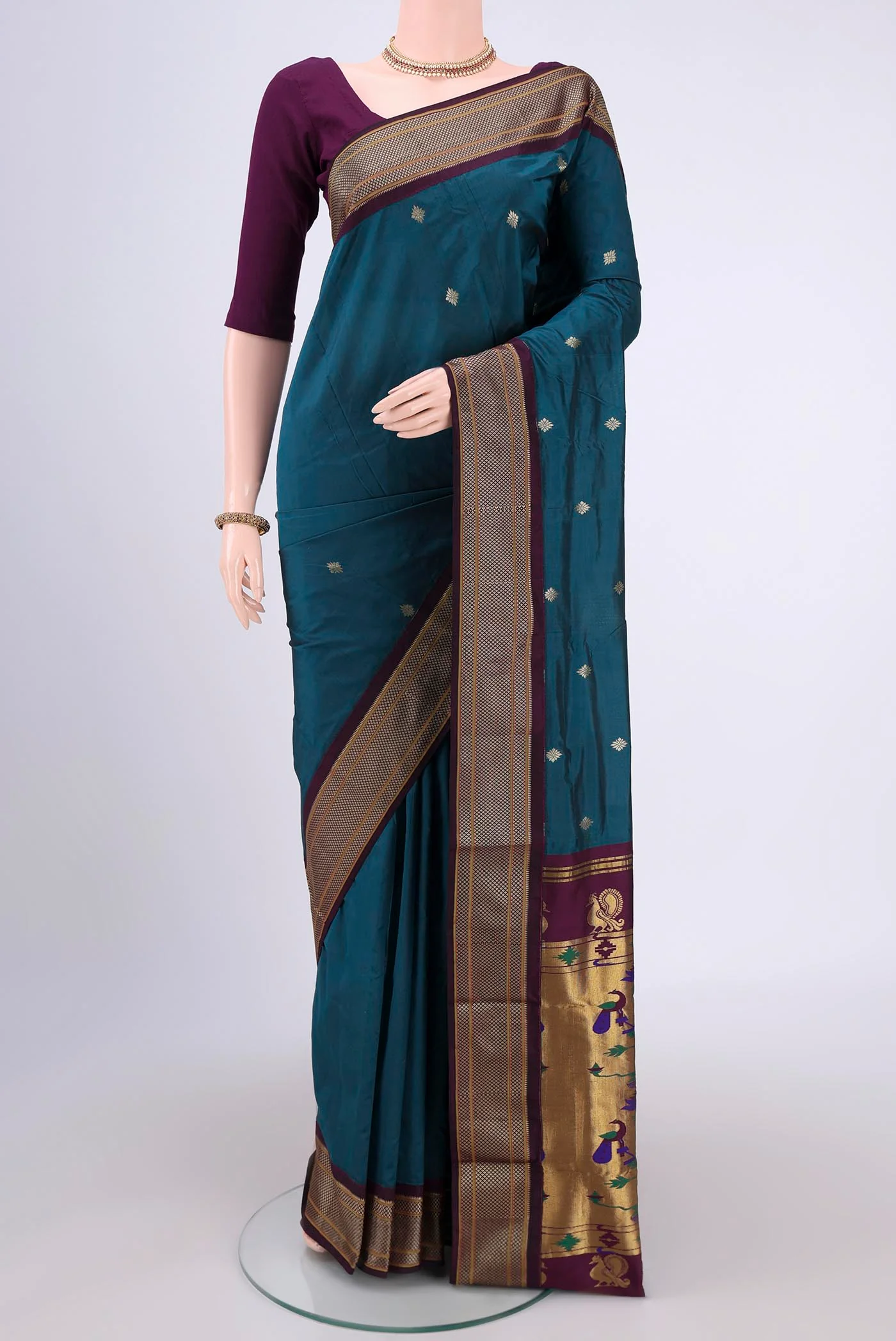 Blue Blended Paithani Silk Saree