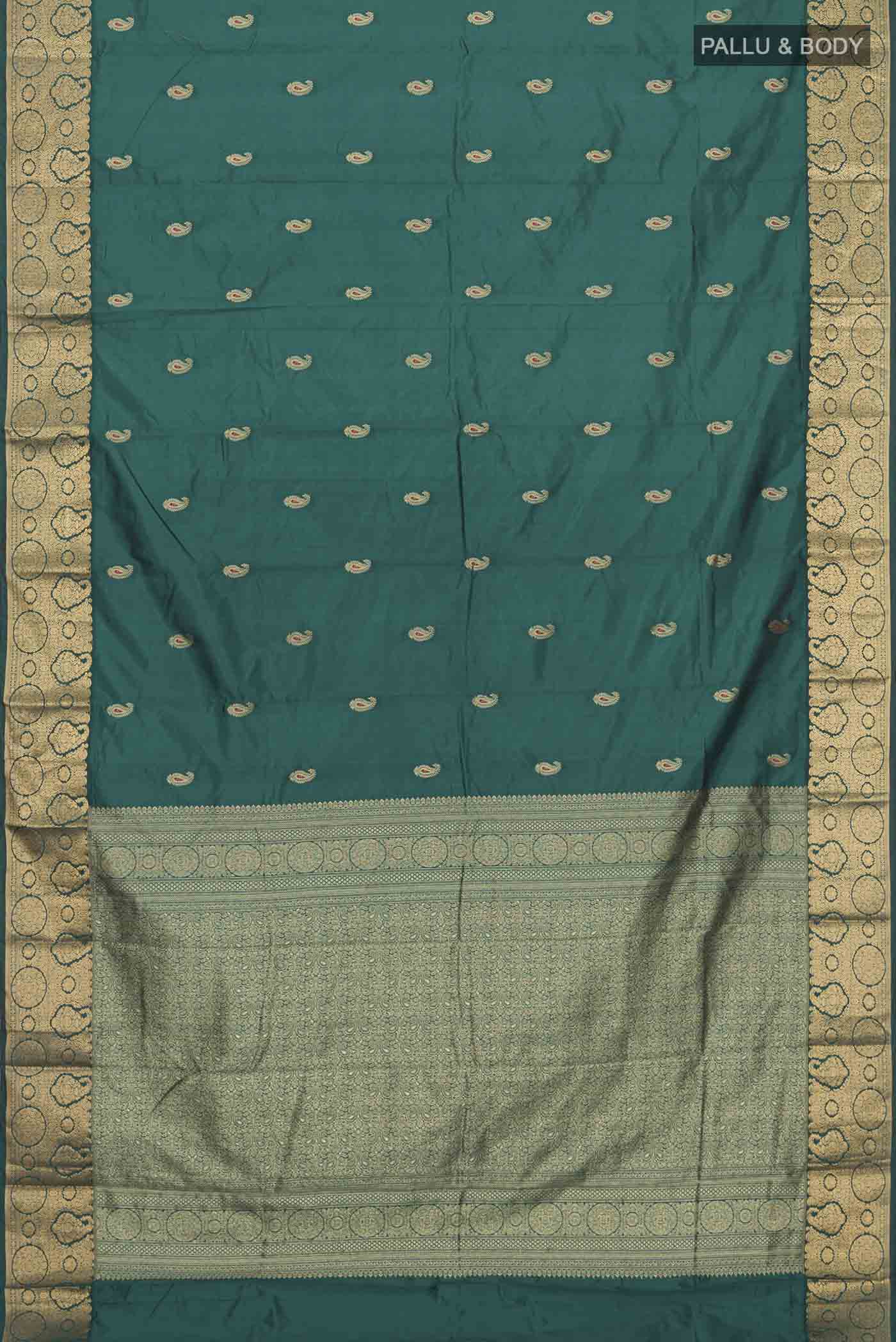 Green Blended Bangalore Silk Saree - Image 3