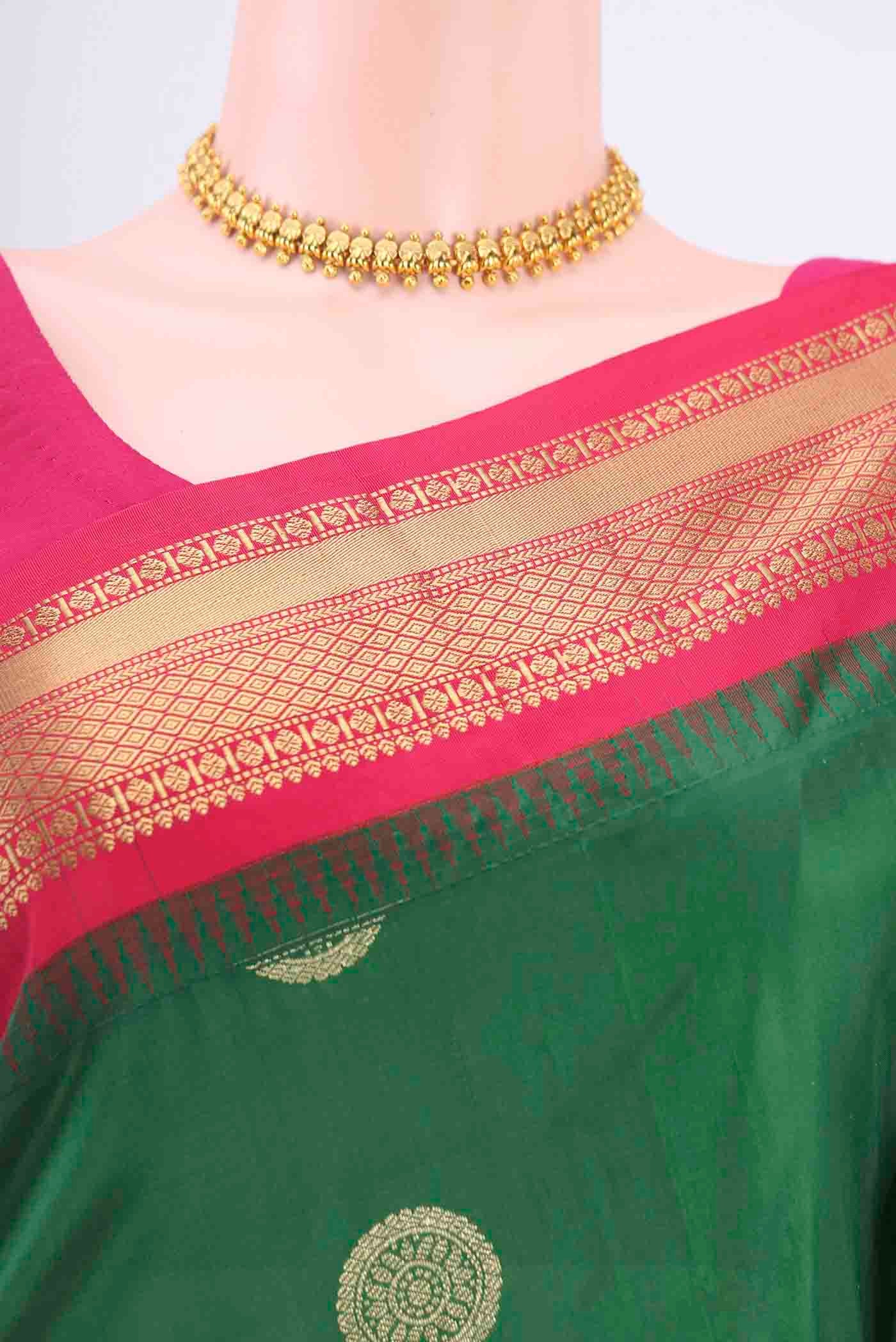 Green Blended Bangalore Silk Saree - Image 2