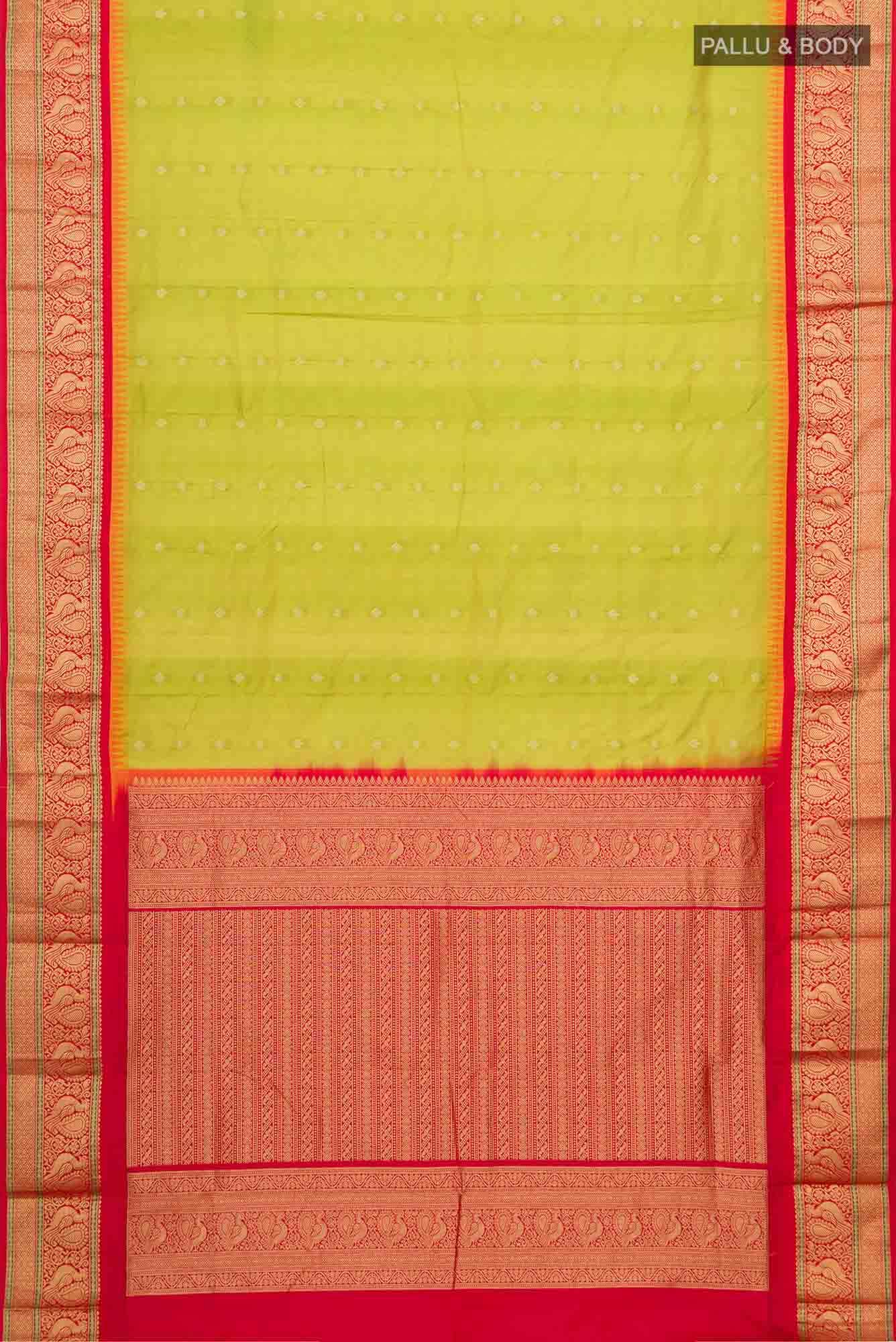 Green Blended Bangalore Silk Saree - Image 2