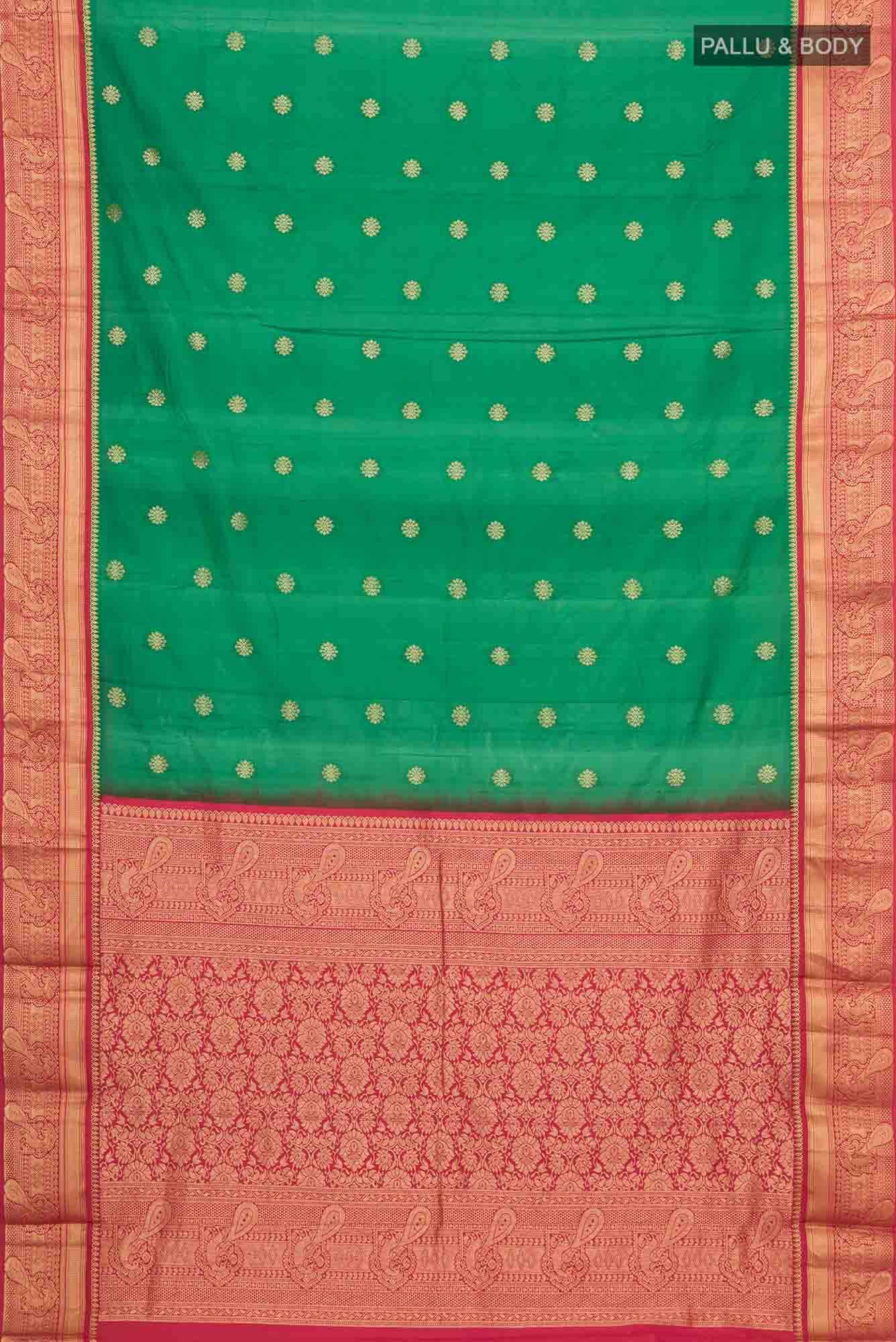 Green Blended Bangalore Silk Saree - Image 2