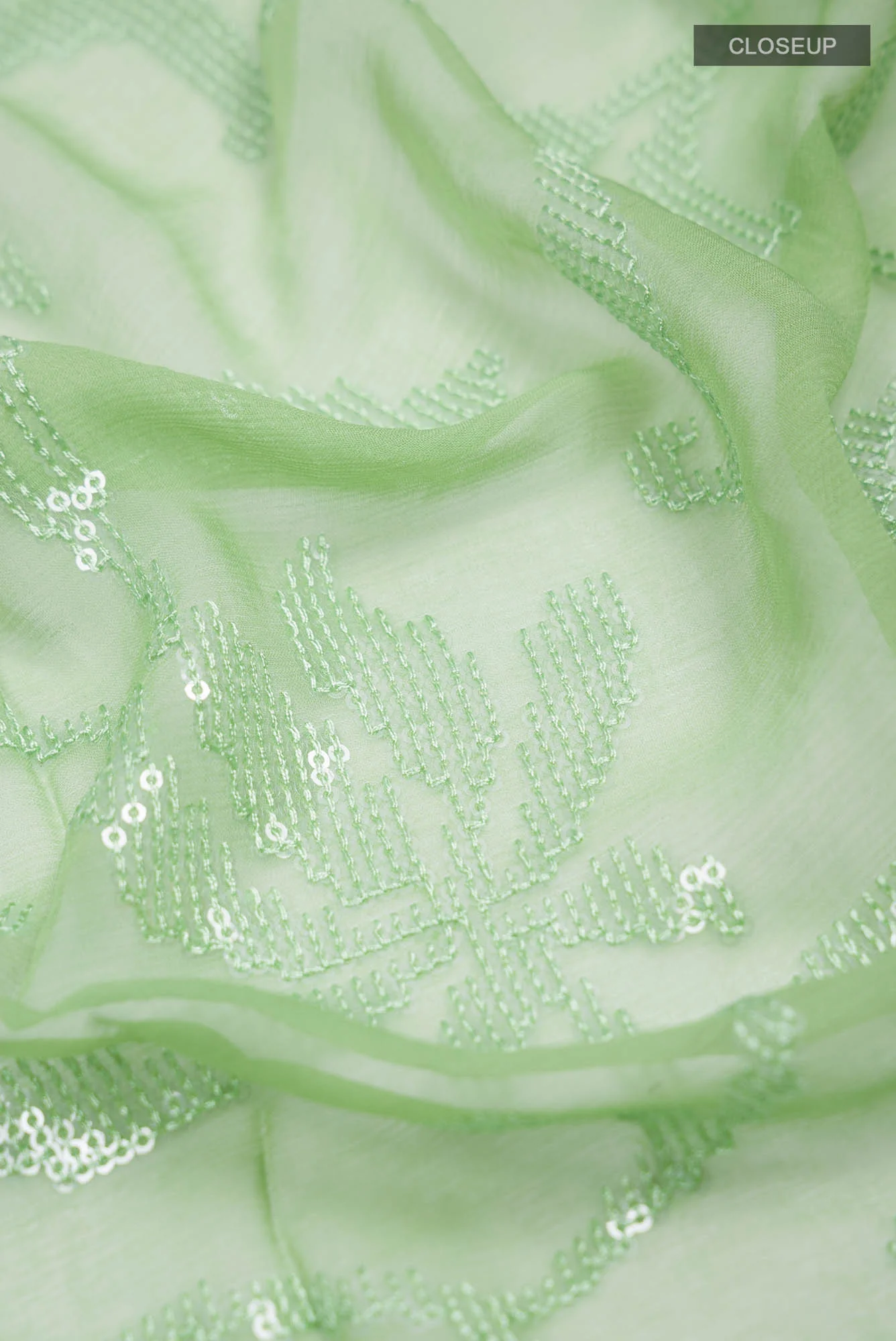 Green Blended Chiffon Saree - Image 2