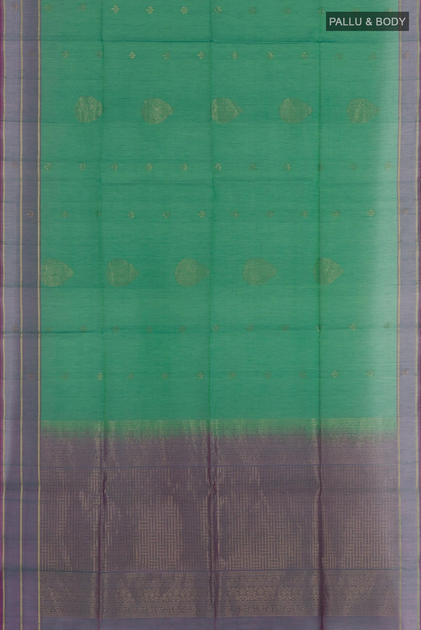Green Blended Silk Cotton Saree - Image 3