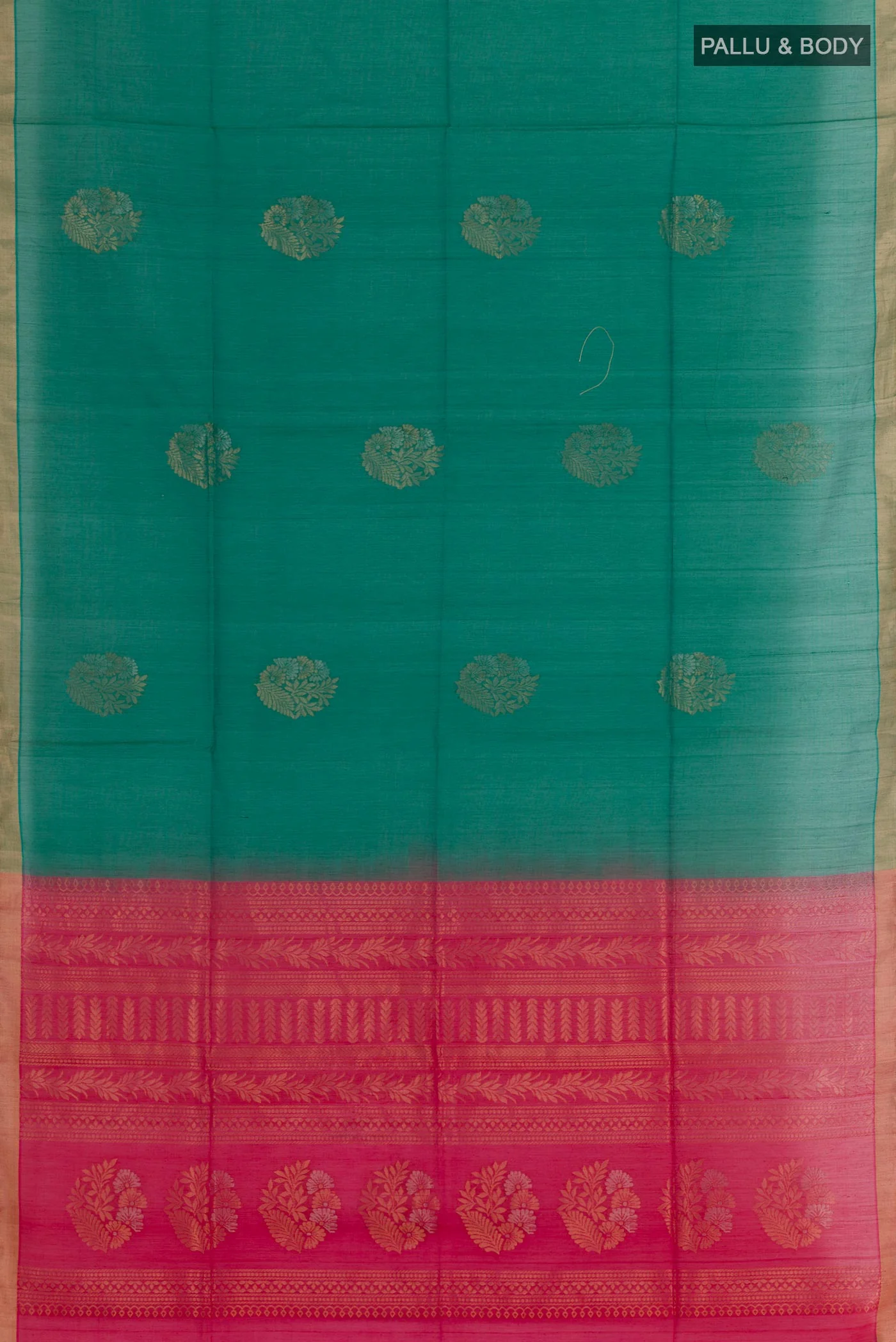 Green Silk Cotton Saree - Image 3