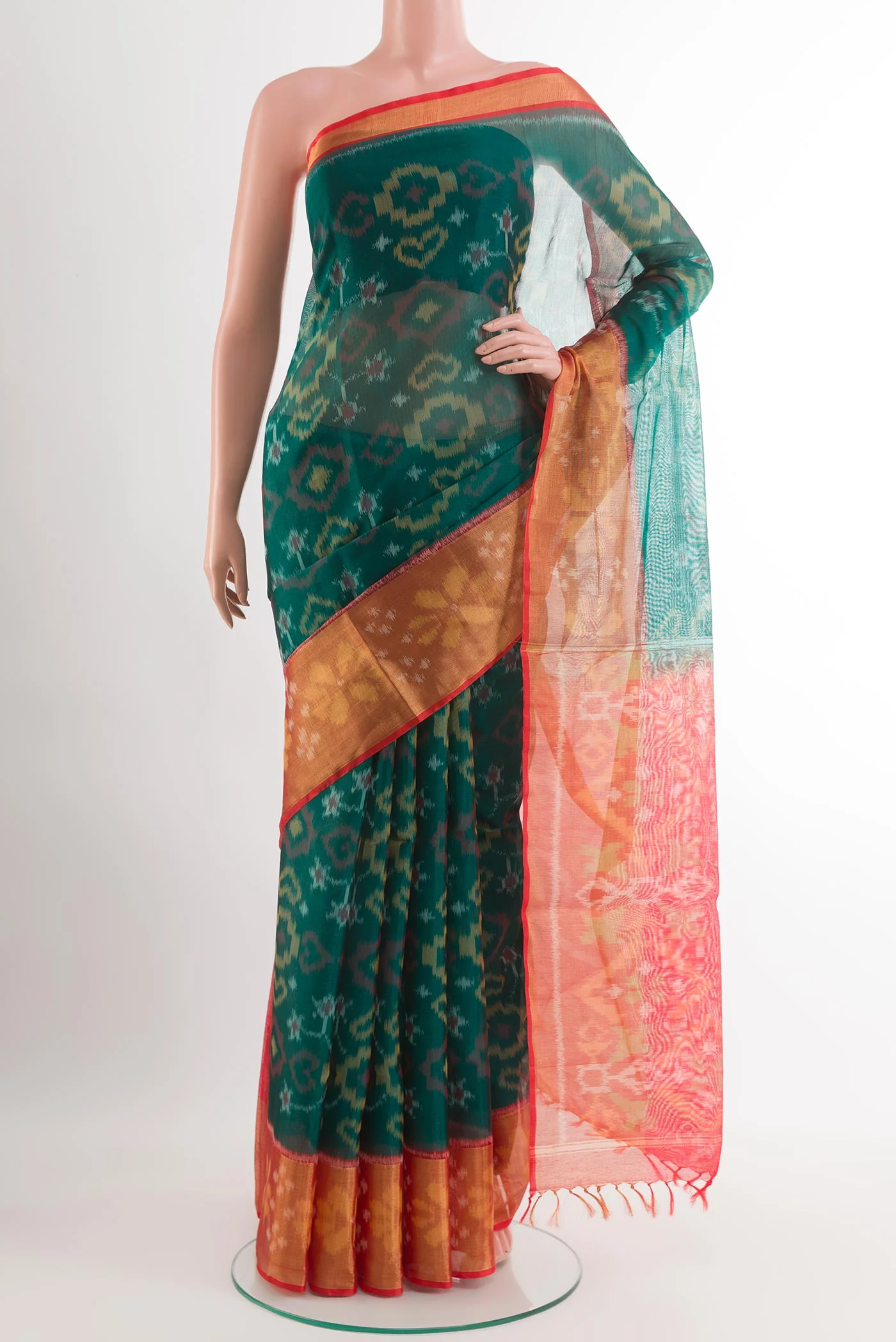 Green Blended Silk Cotton Saree
