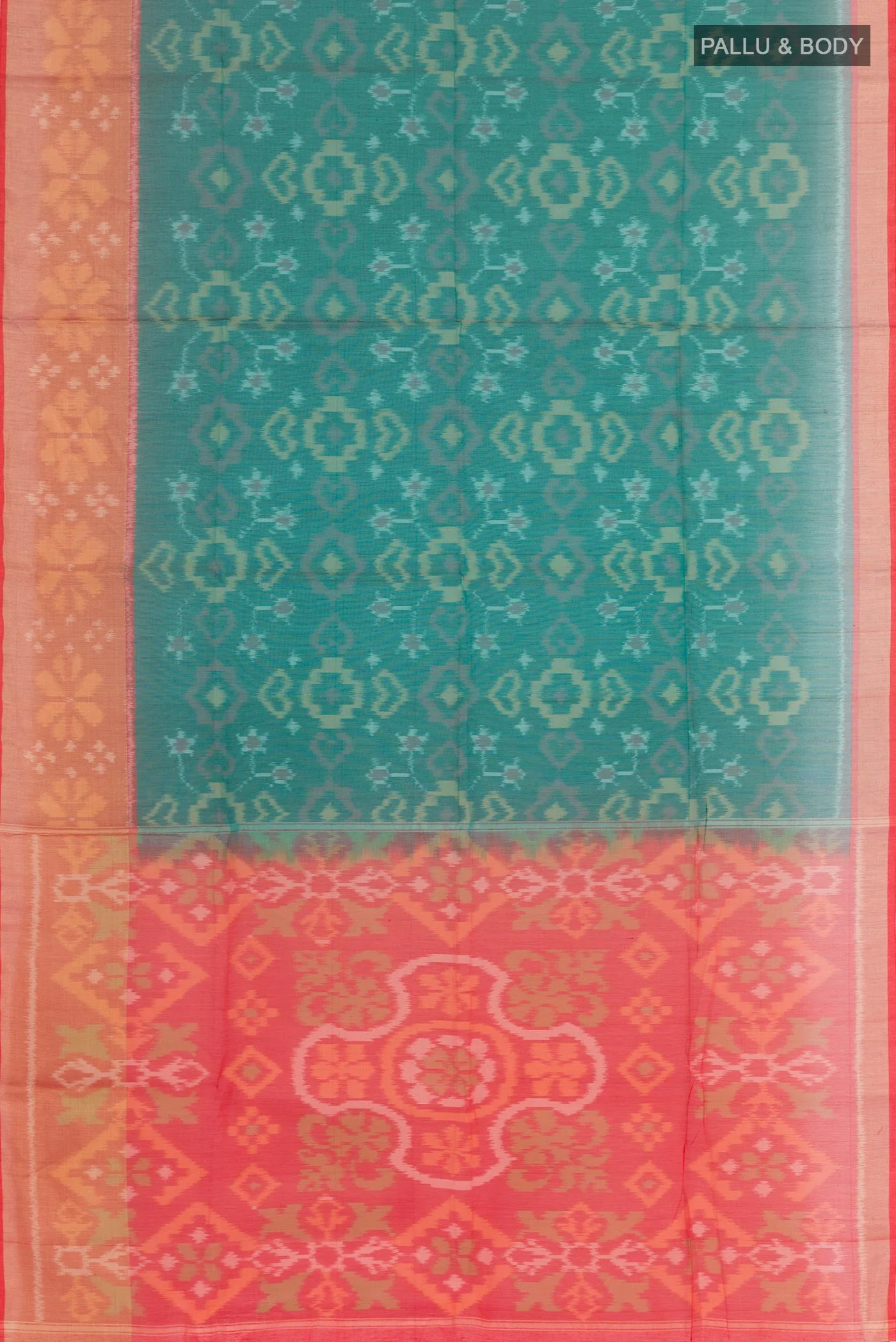 Green Blended Silk Cotton Saree - Image 3