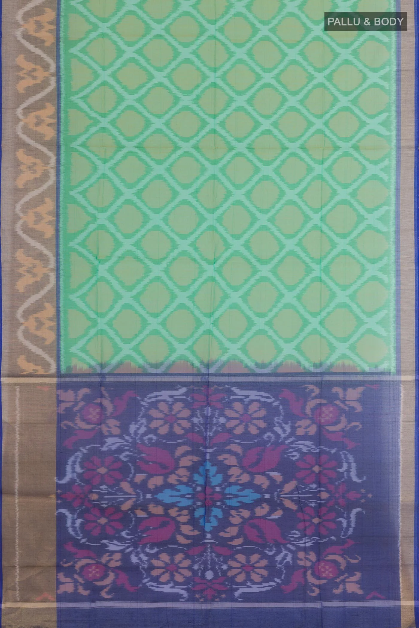 Green Silk Cotton Saree - Image 3