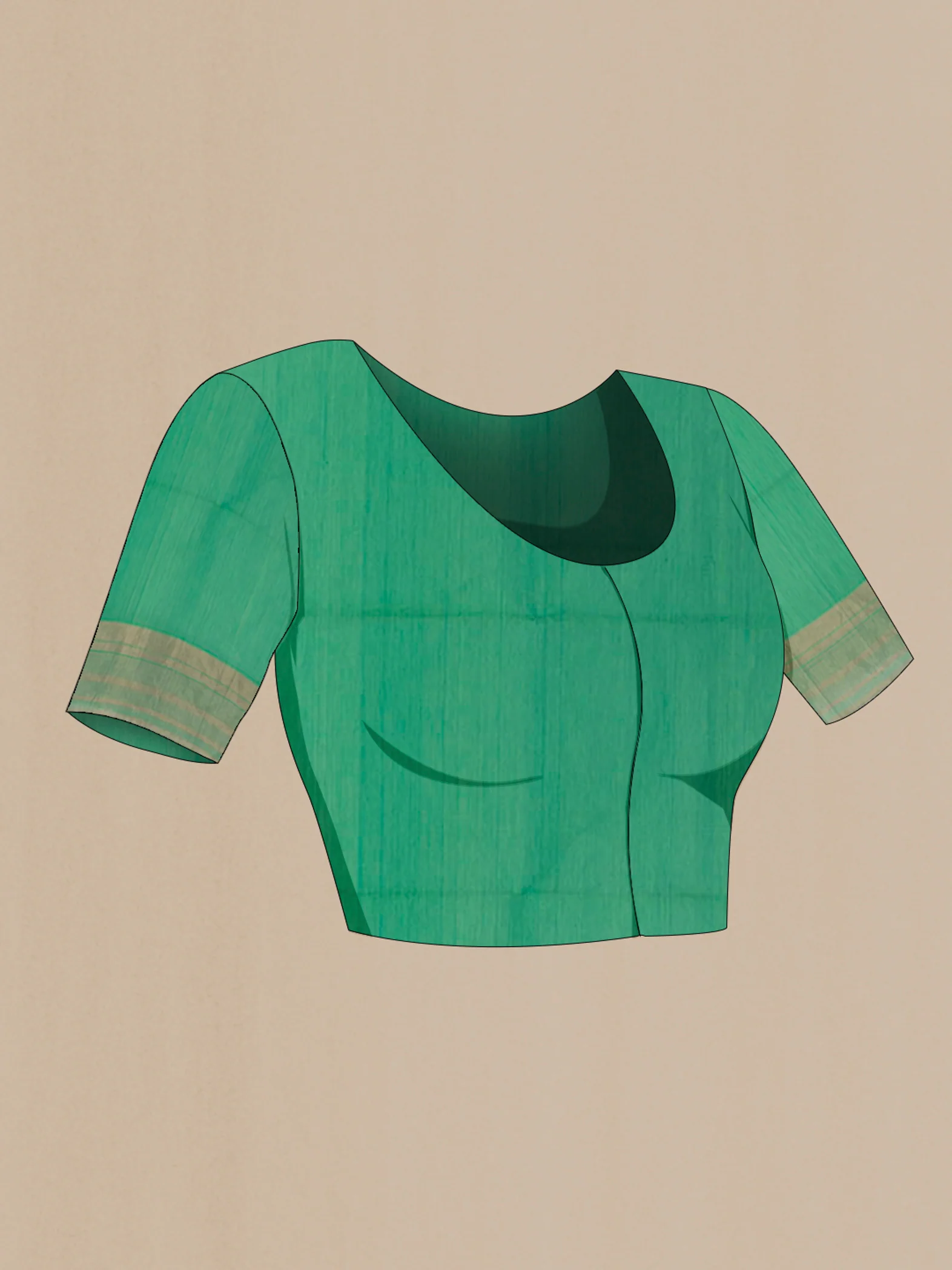 Turquoise Silk Cotton Saree - Image 2