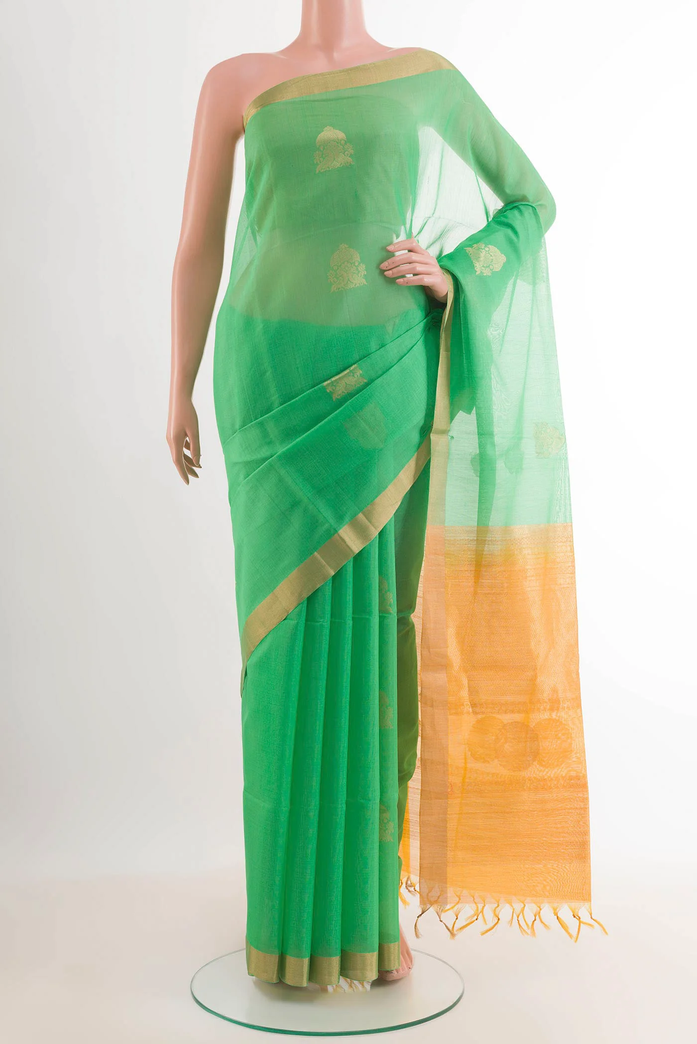 Green Silk Cotton Saree