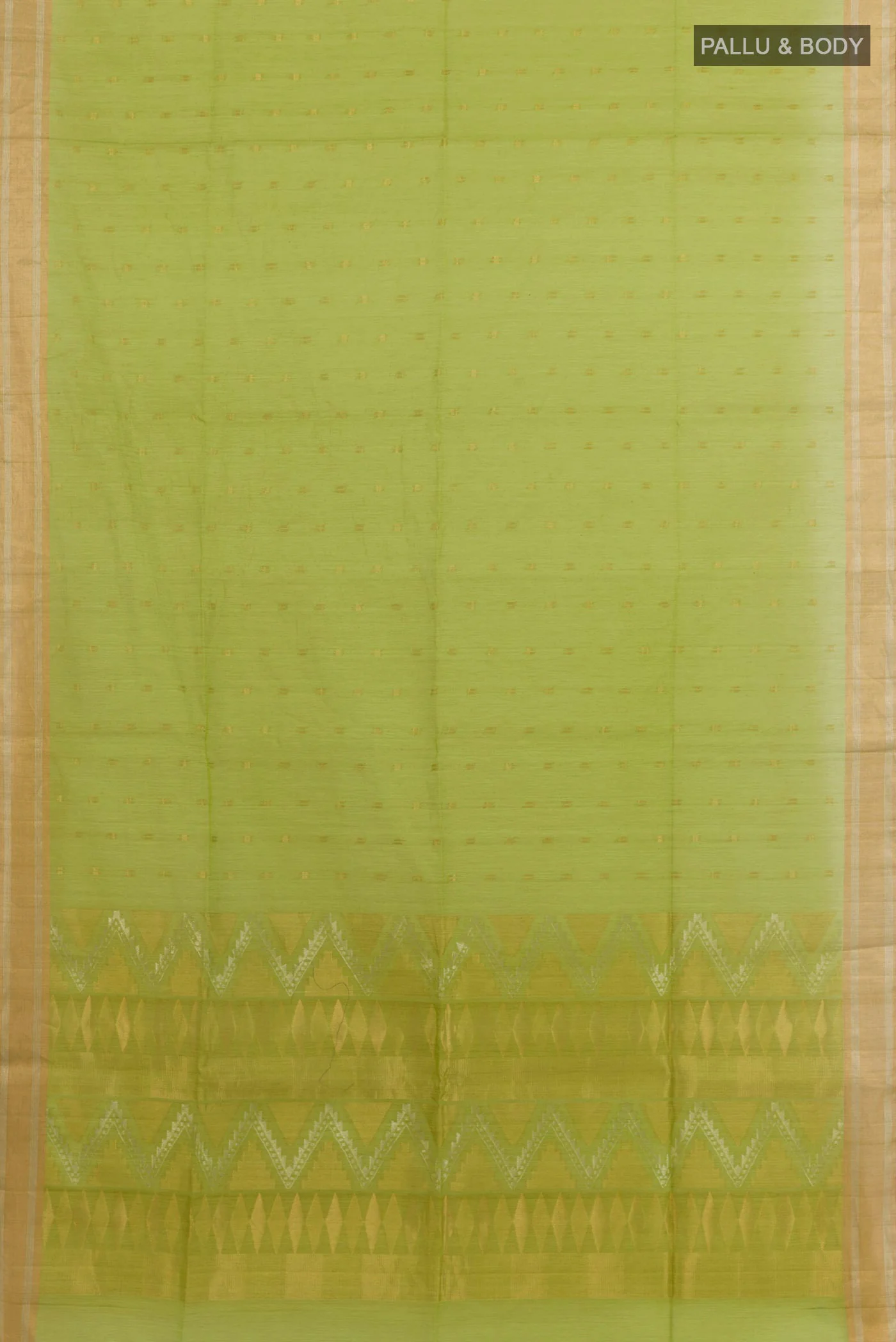Green Blended Silk Cotton Saree - Image 3