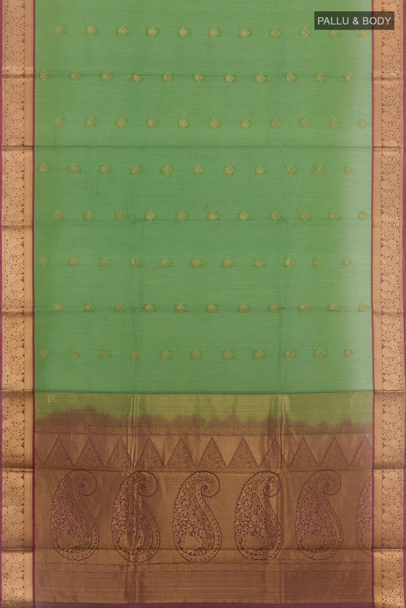 Green Silk Cotton Saree - Image 3