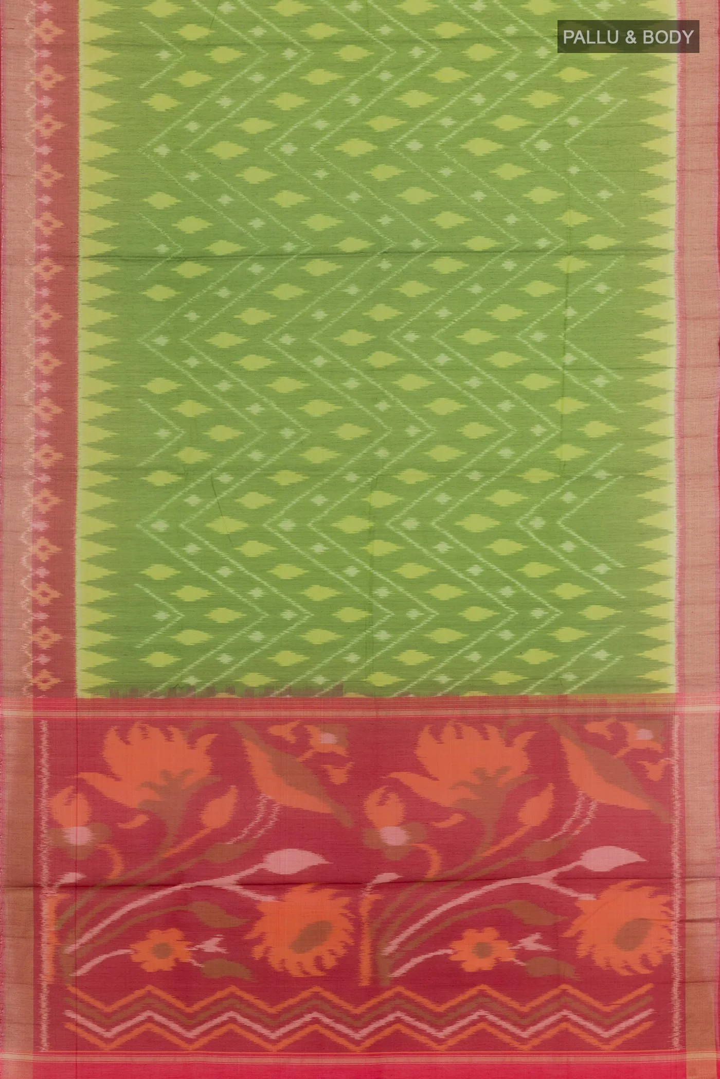 Green Silk Cotton Saree - Image 3