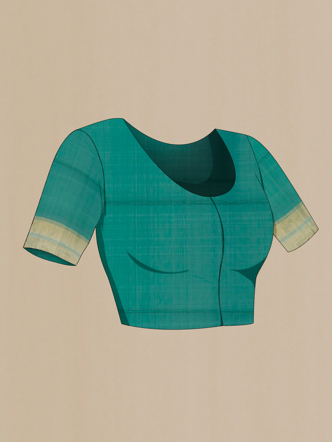 Teal Silk Cotton Saree - Image 2