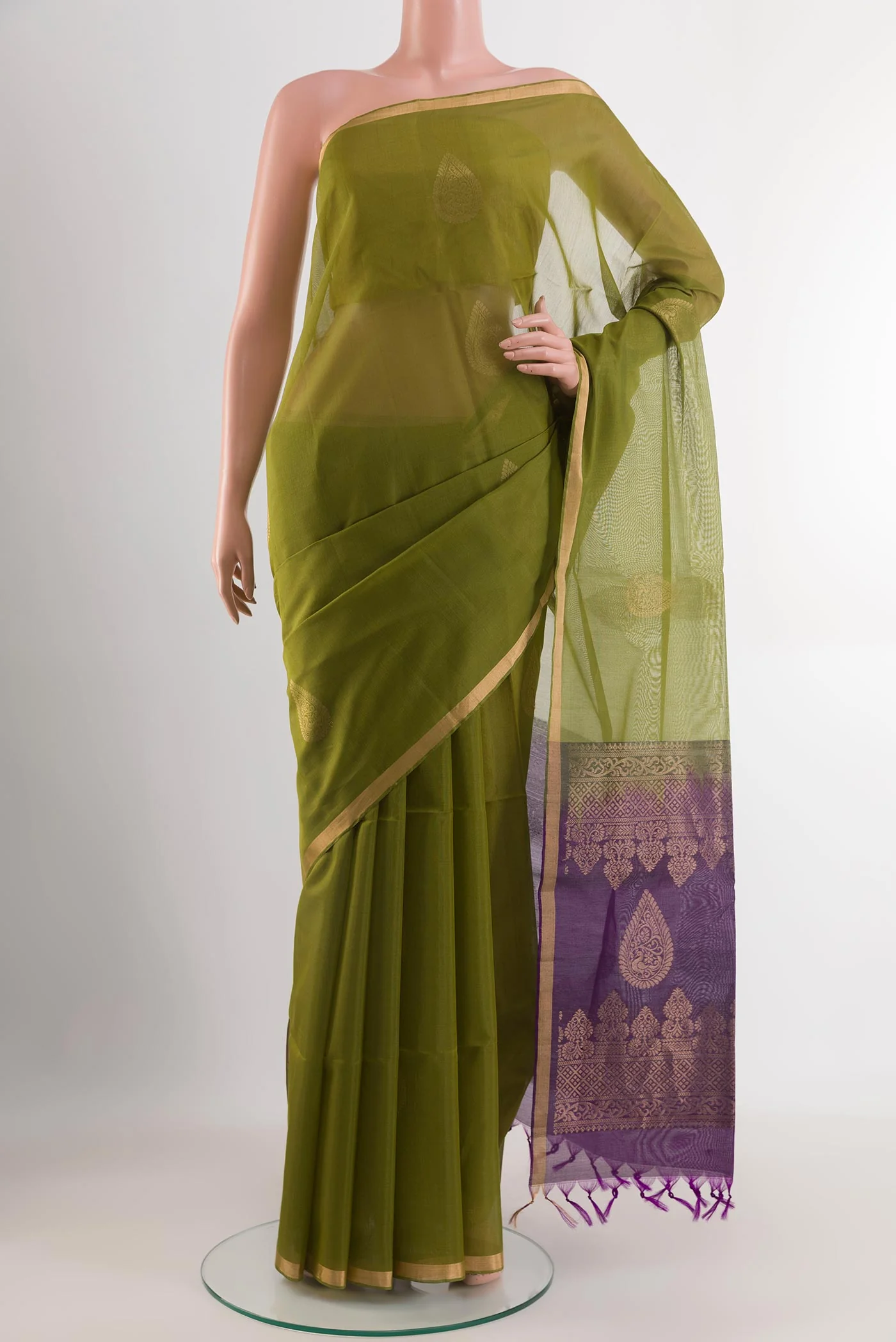 Mehandi Green Silk Cotton Saree