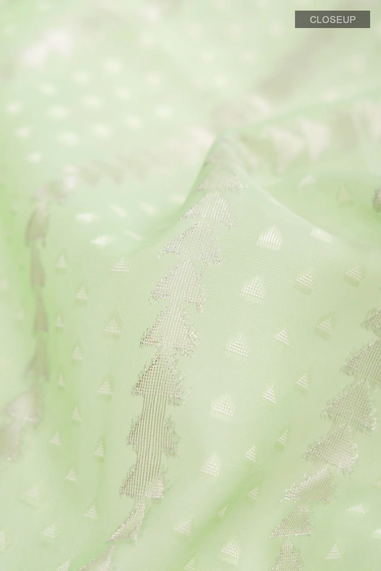 Green Blended Kora Cotton Saree - Image 2