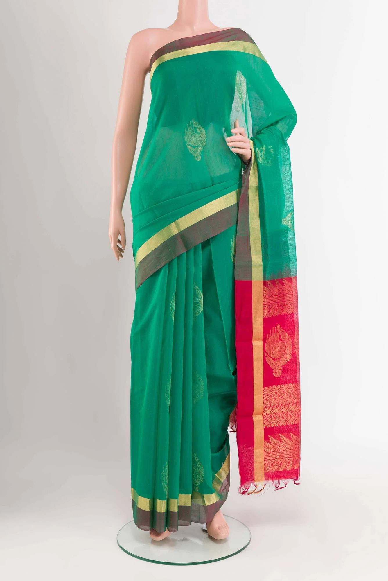 Green Silk Cotton Saree