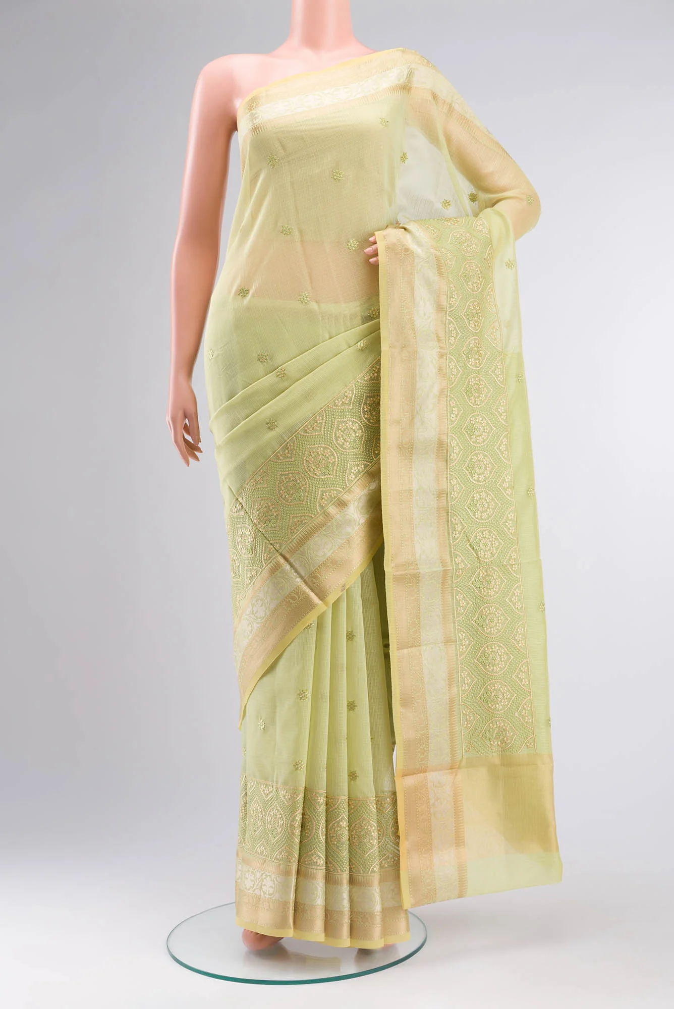 Green Blended Kota Cotton Saree