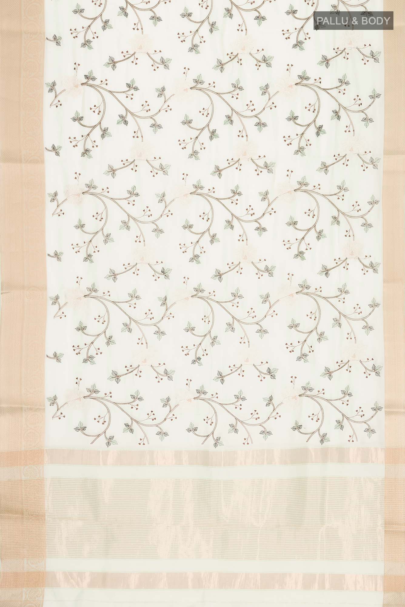 Green Blended Organza Silk Saree - Image 5