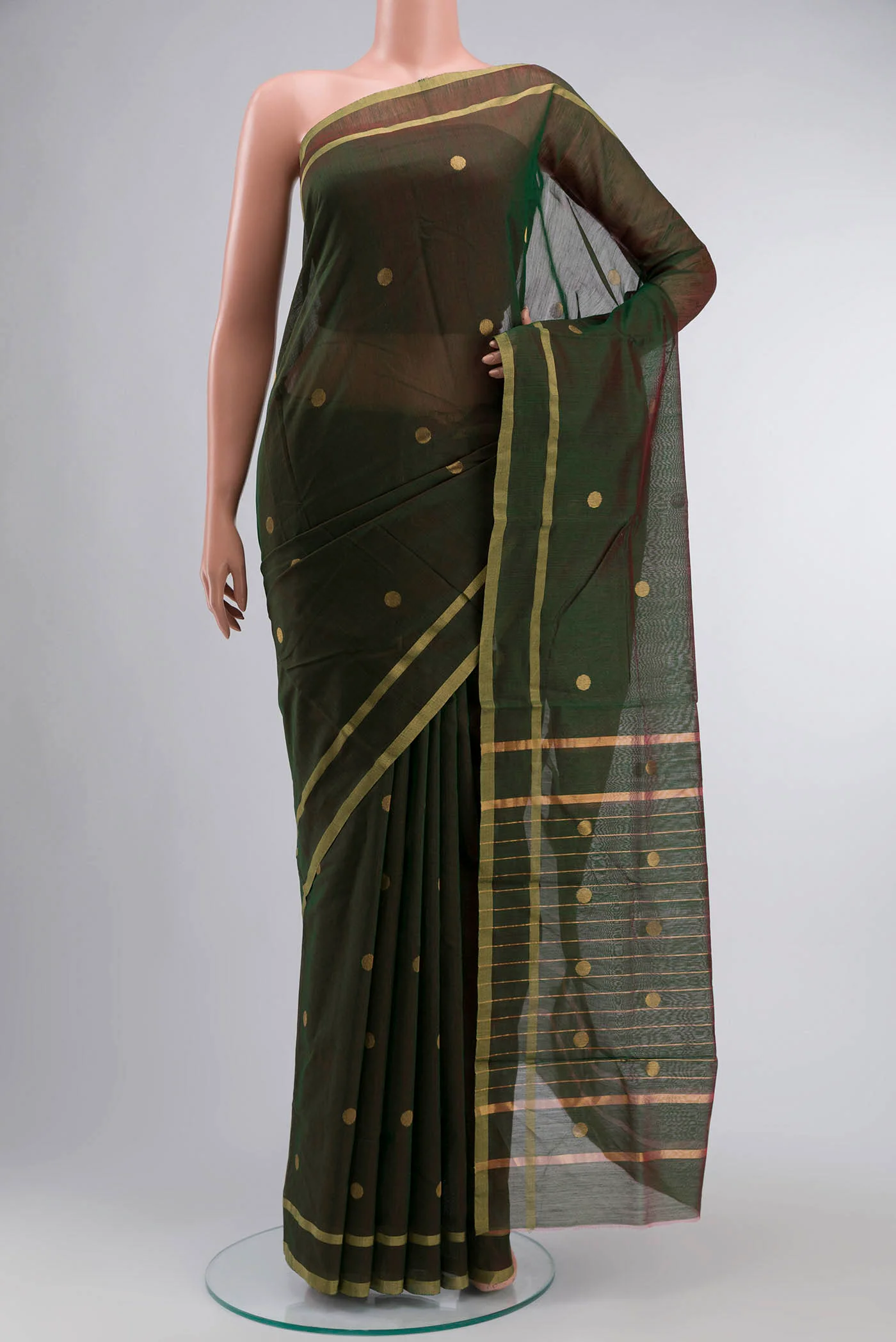 Green Chanderi Silk Cotton Saree