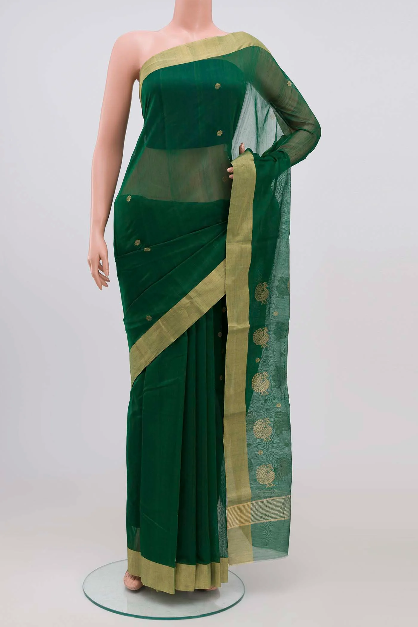 Green Chanderi Silk Cotton Saree
