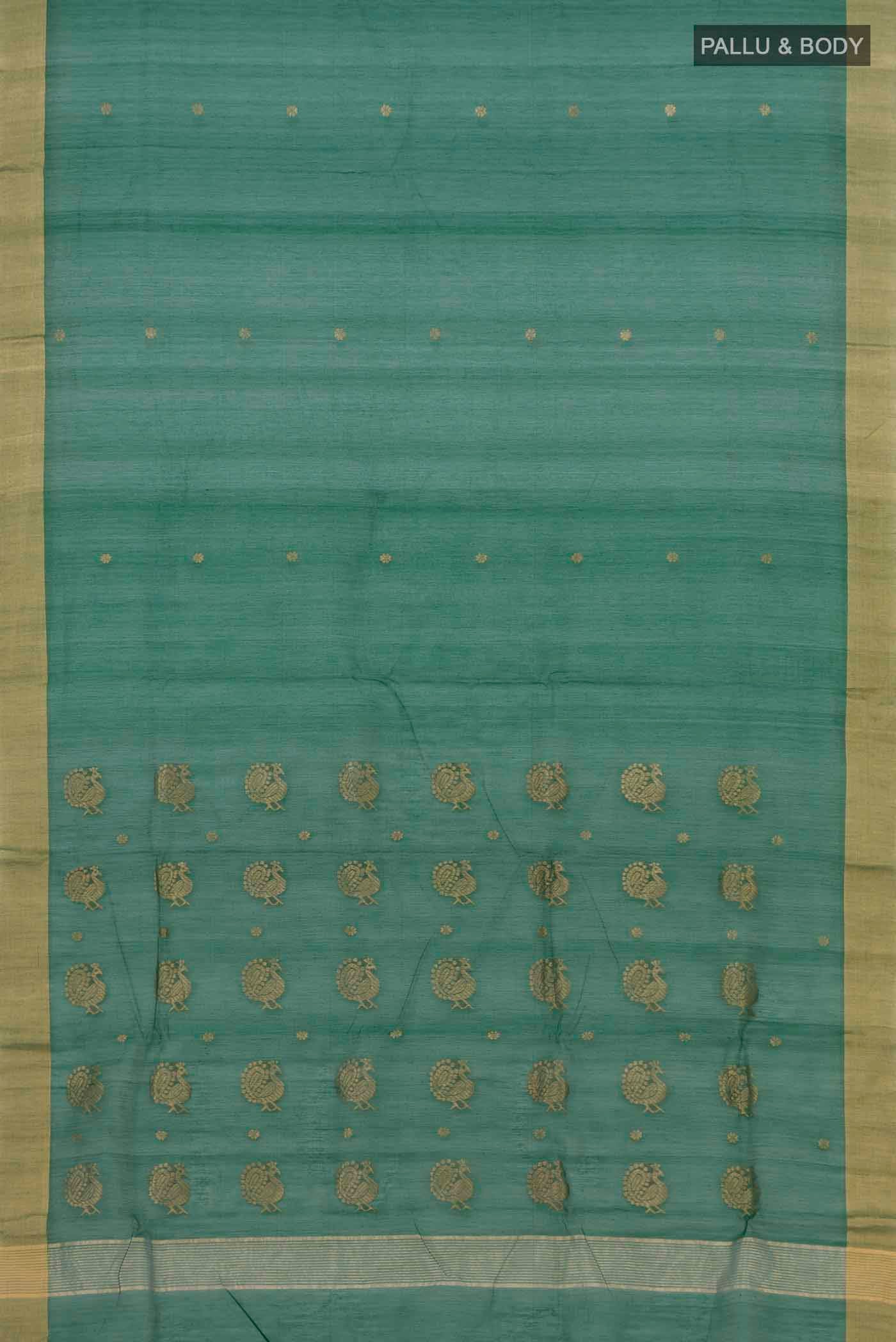 Green Chanderi Silk Cotton Saree - Image 4
