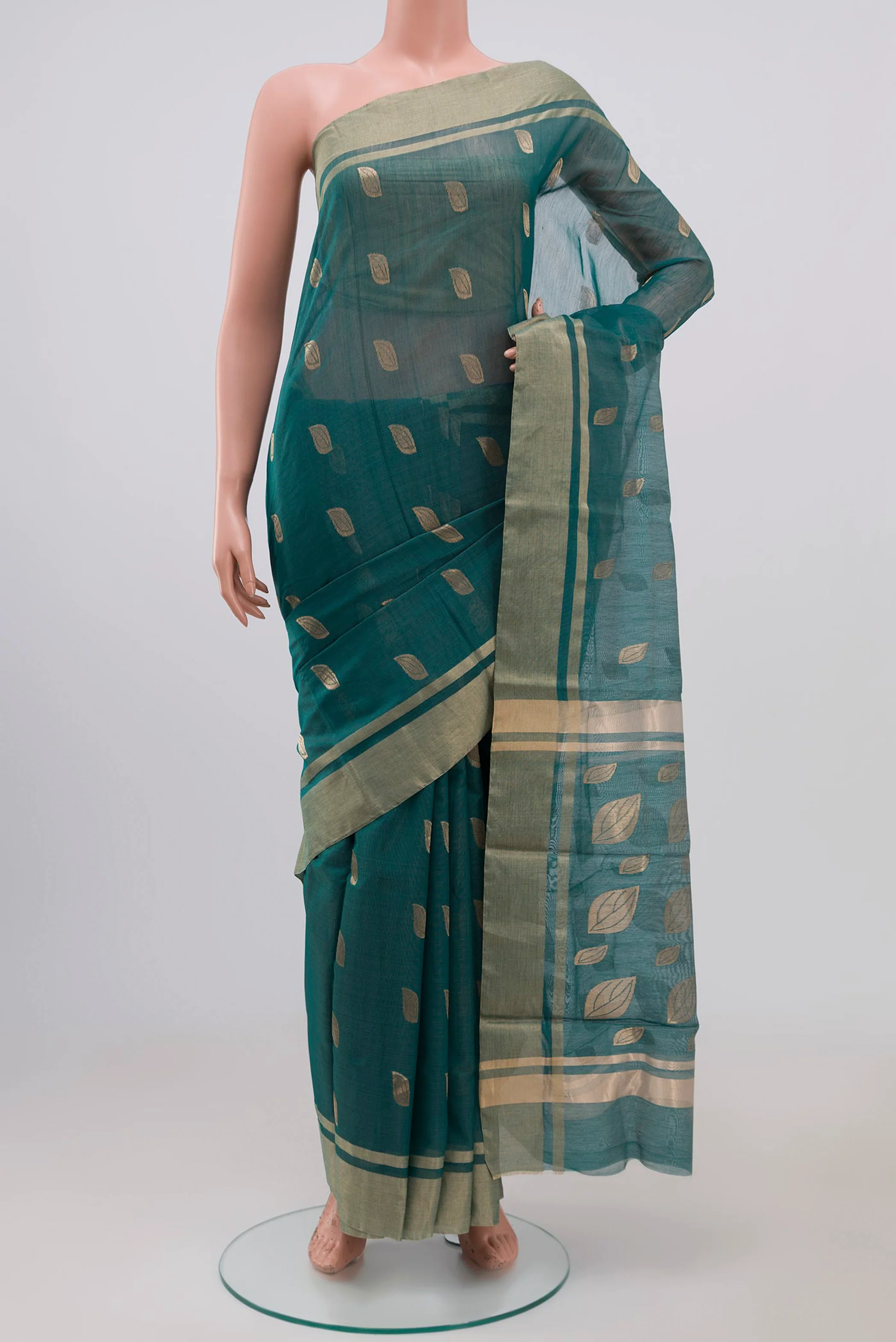 Green Chanderi Silk Cotton Saree