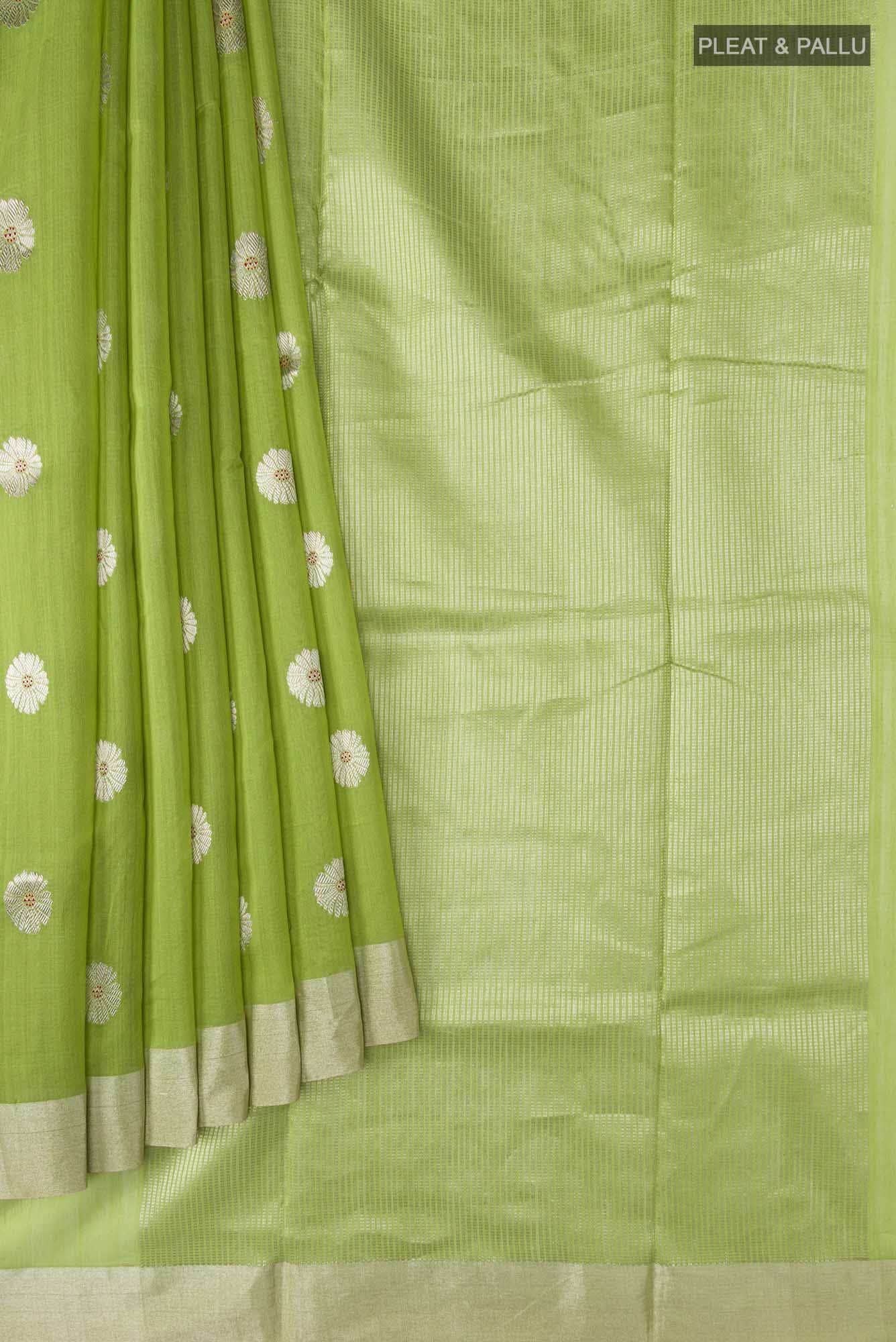 Navya  Green Chanderi Silk Cotton Saree - Image 2
