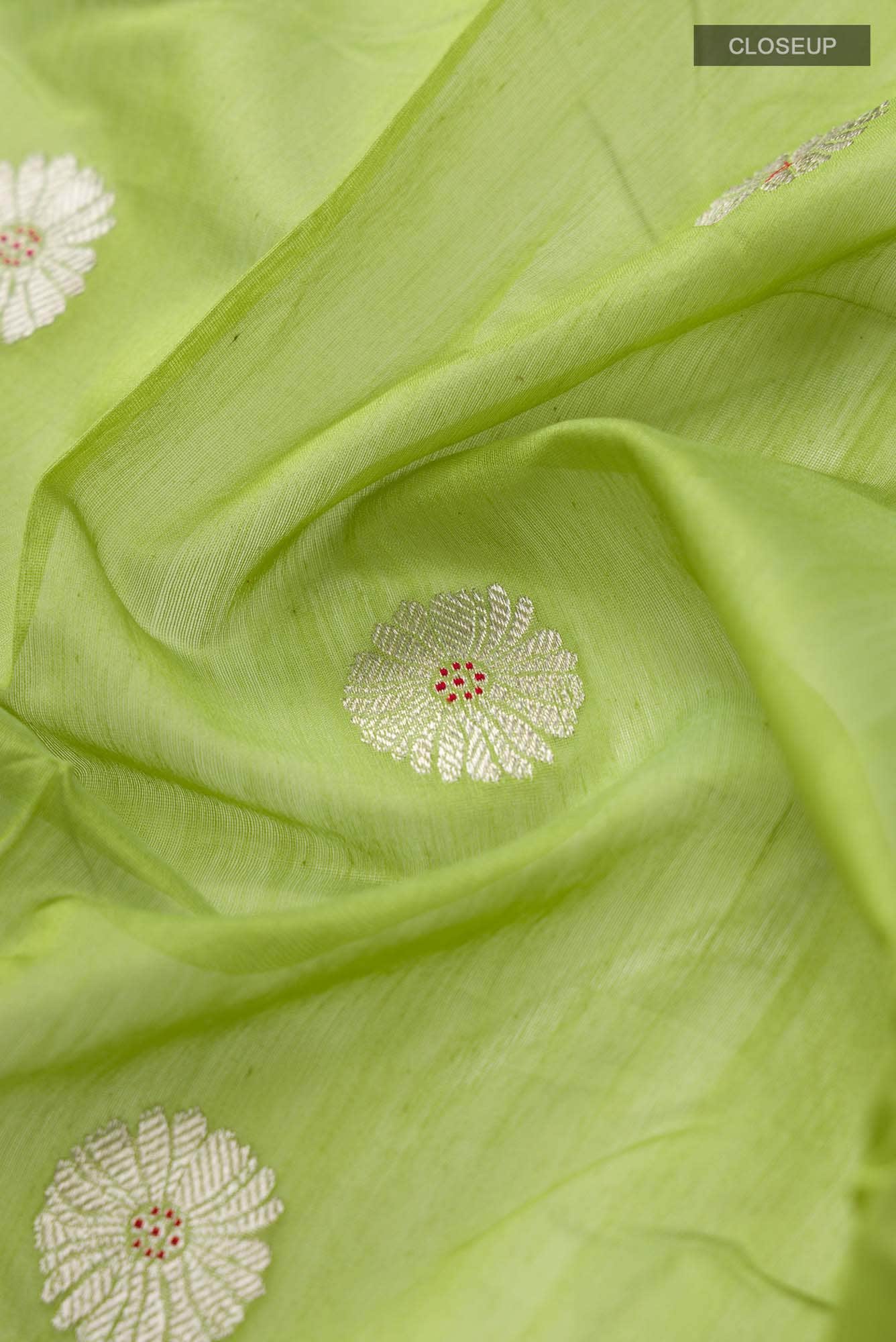 Navya  Green Chanderi Silk Cotton Saree - Image 3