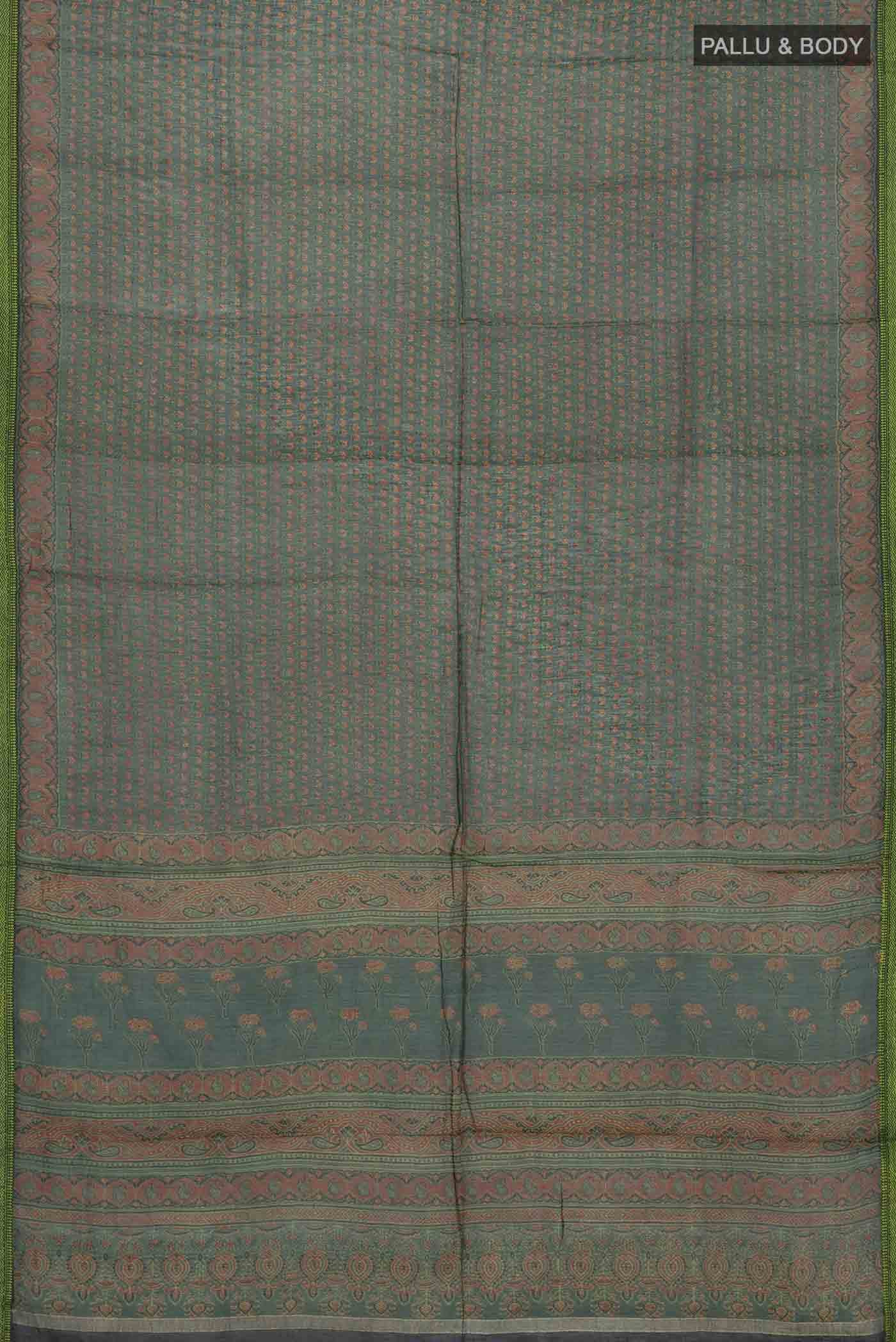 Green Chanderi Silk Cotton Saree - Image 3