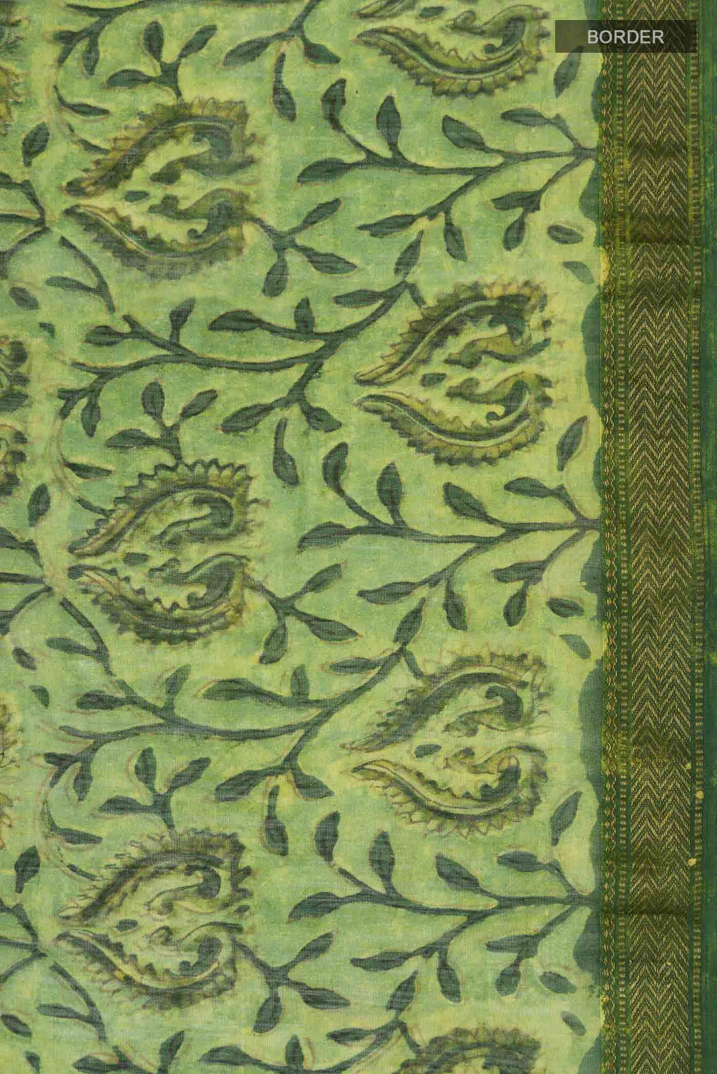 Green Chanderi Silk Cotton Saree - Image 4