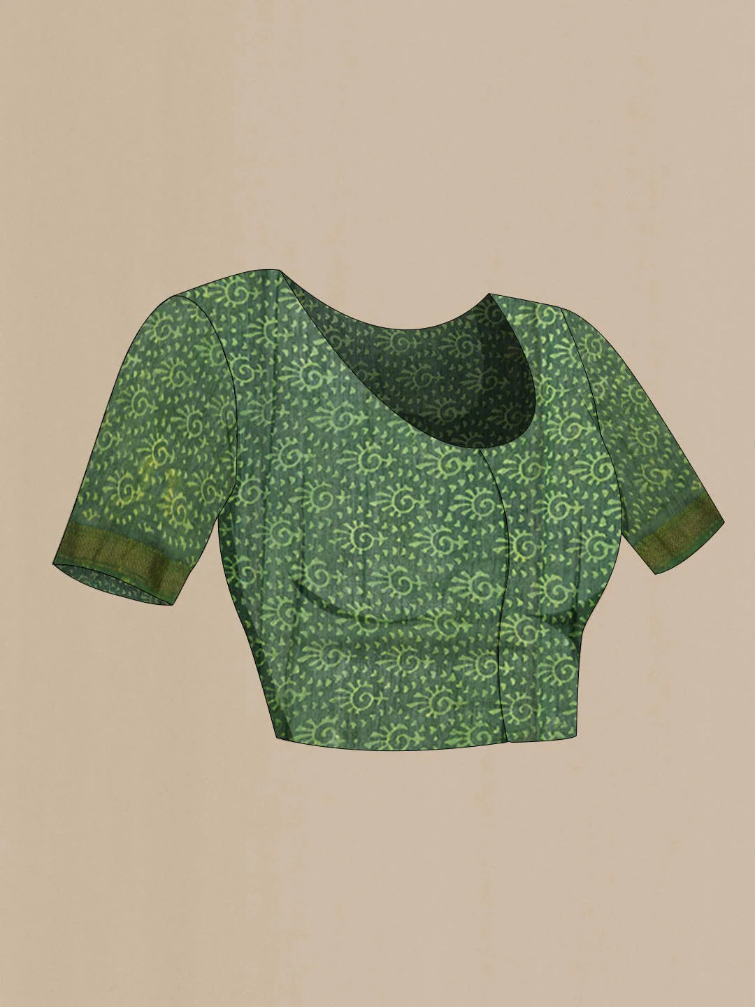 Green Chanderi Silk Cotton Saree - Image 5