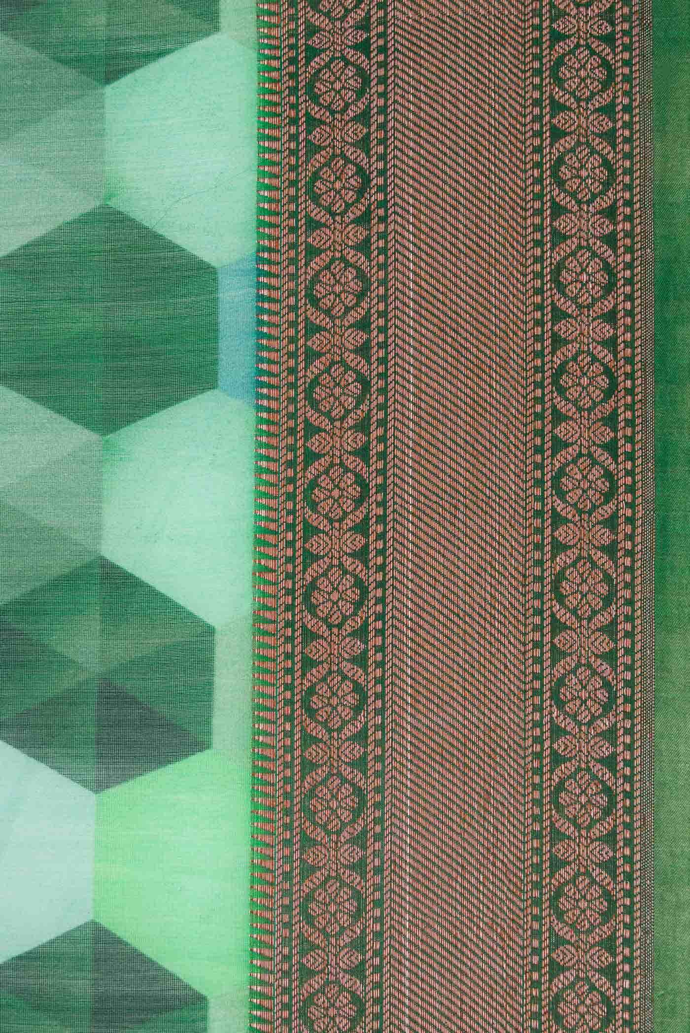 Green Chanderi Silk Saree - Image 3