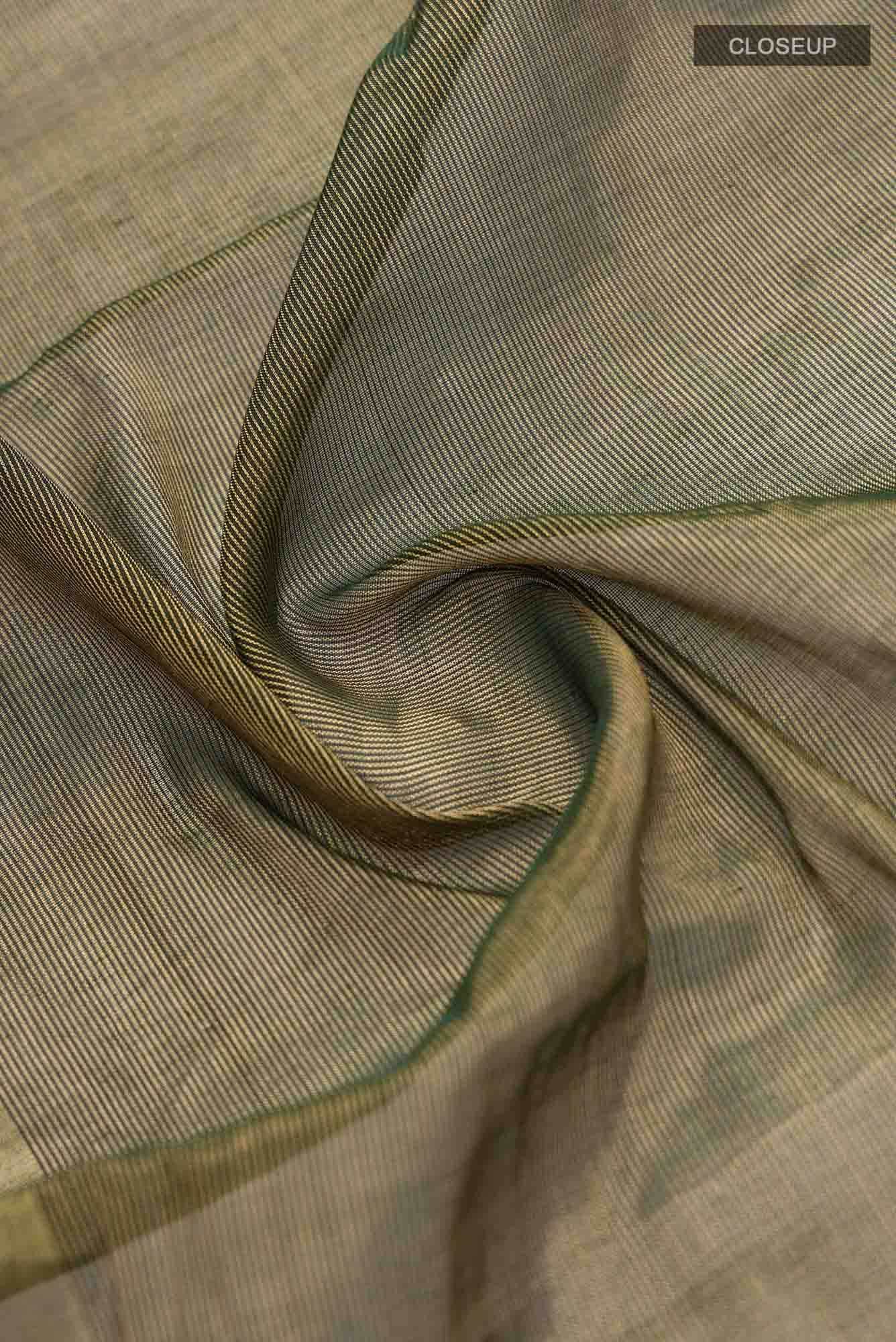 Green Chanderi Tissue Silk Cotton Saree - Image 3