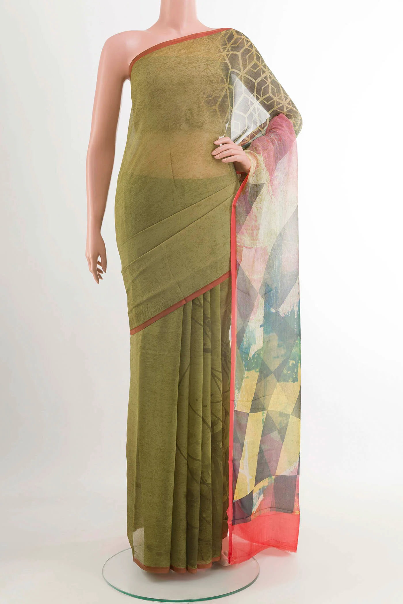 Green Chiffon Saree