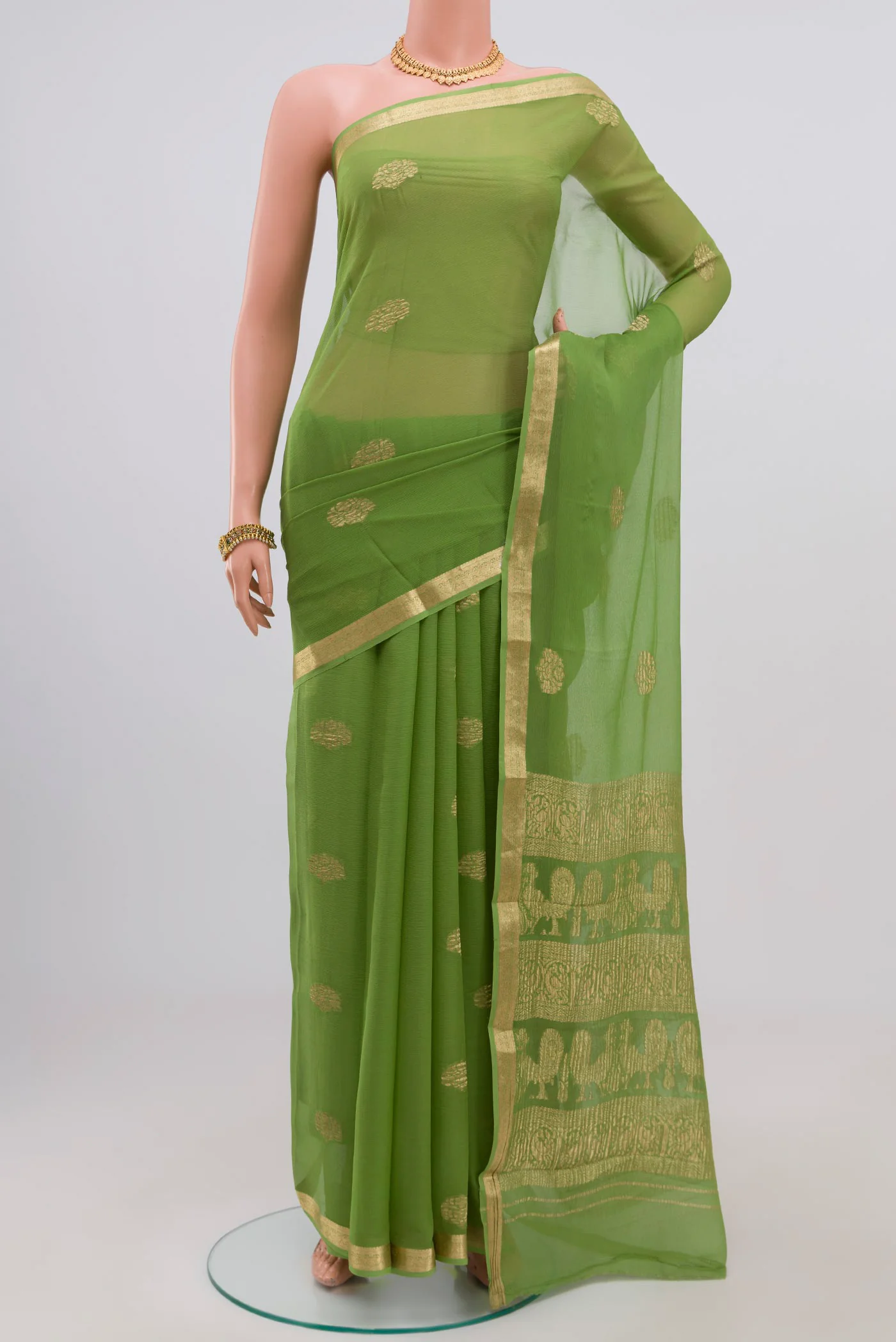 Green Mysore Chiffon Saree