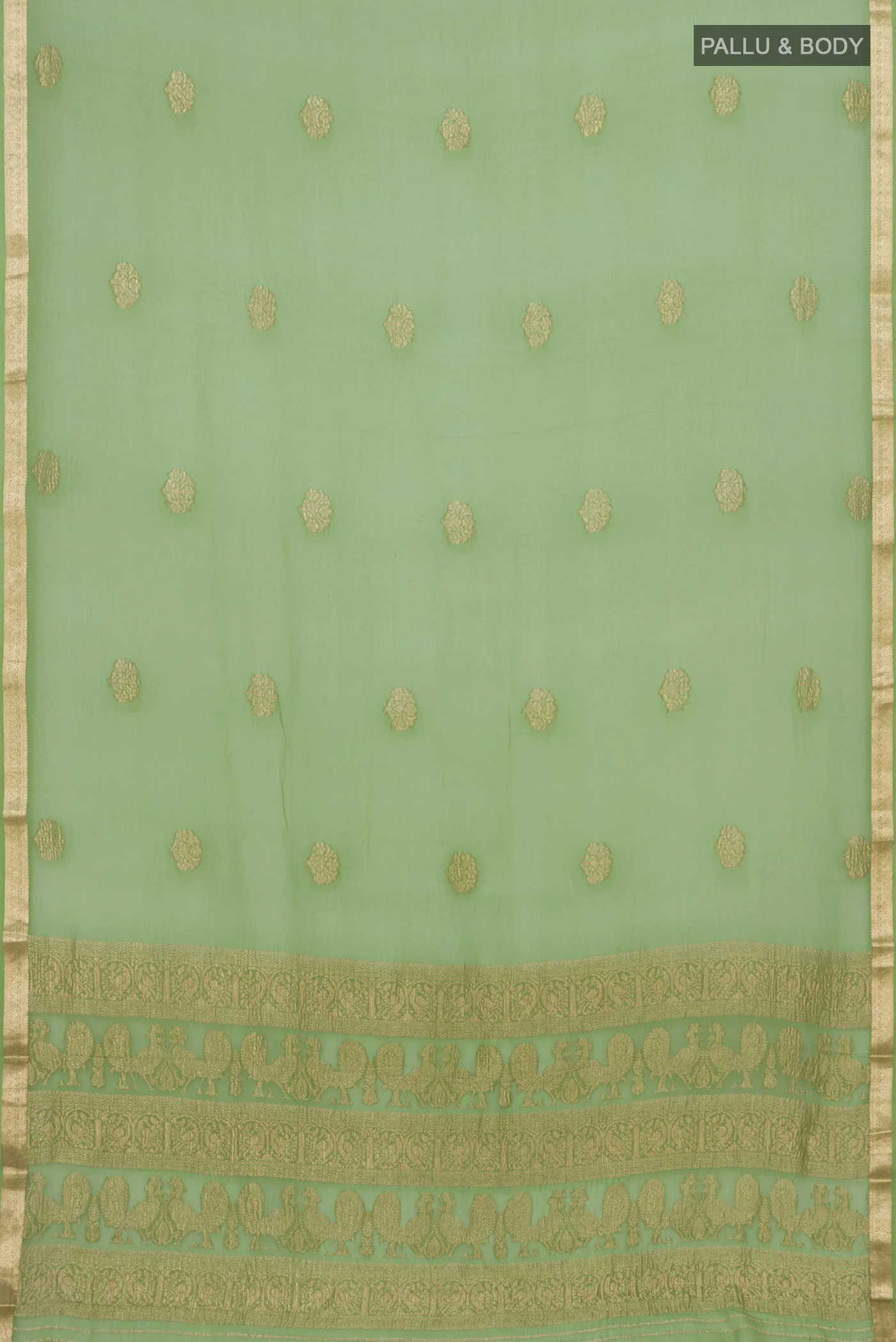 Green Mysore Chiffon Saree - Image 5