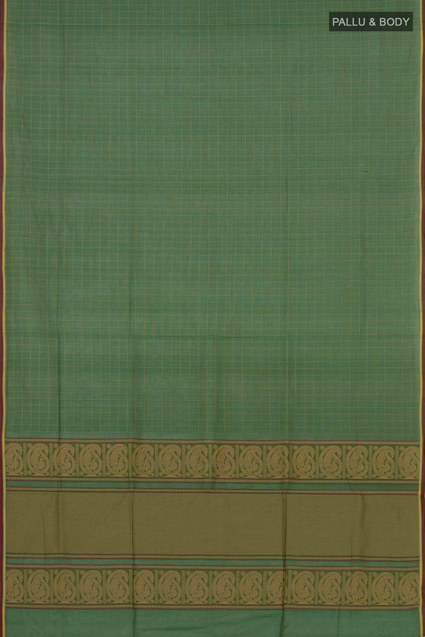 Green Coimbatore Cotton Saree - Image 5