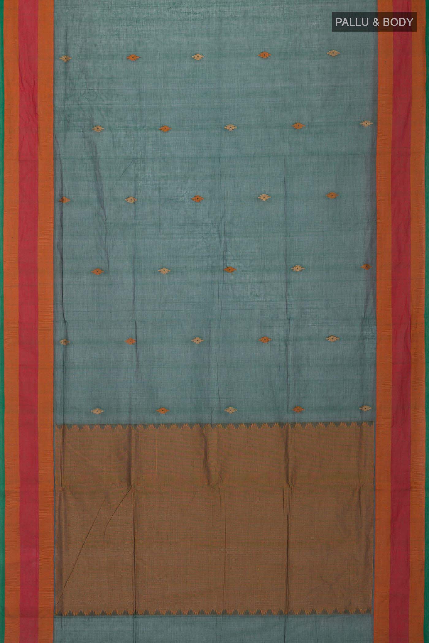 Green Coimbatore Cotton Saree - Image 3