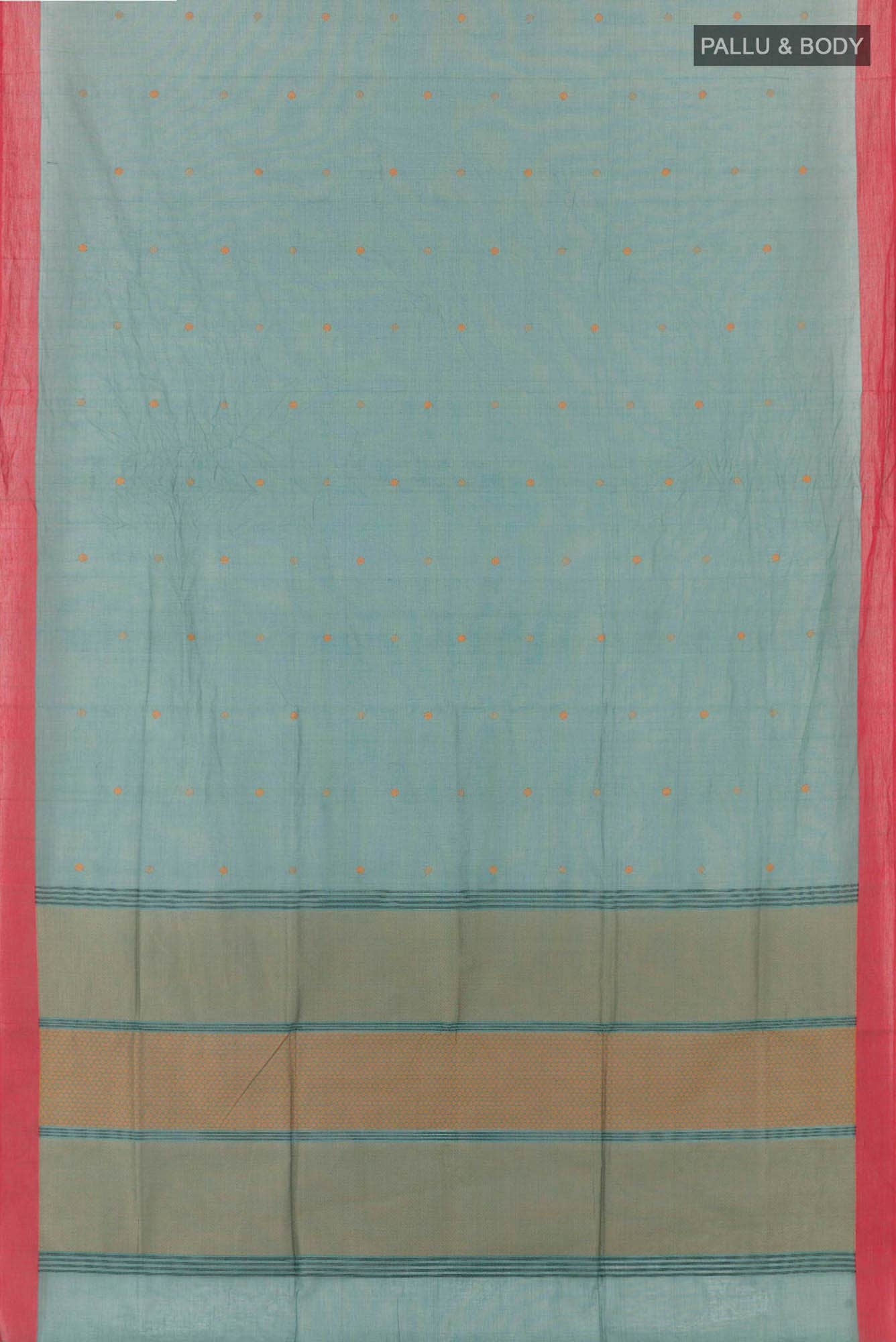 Green Coimbatore Cotton Saree - Image 2