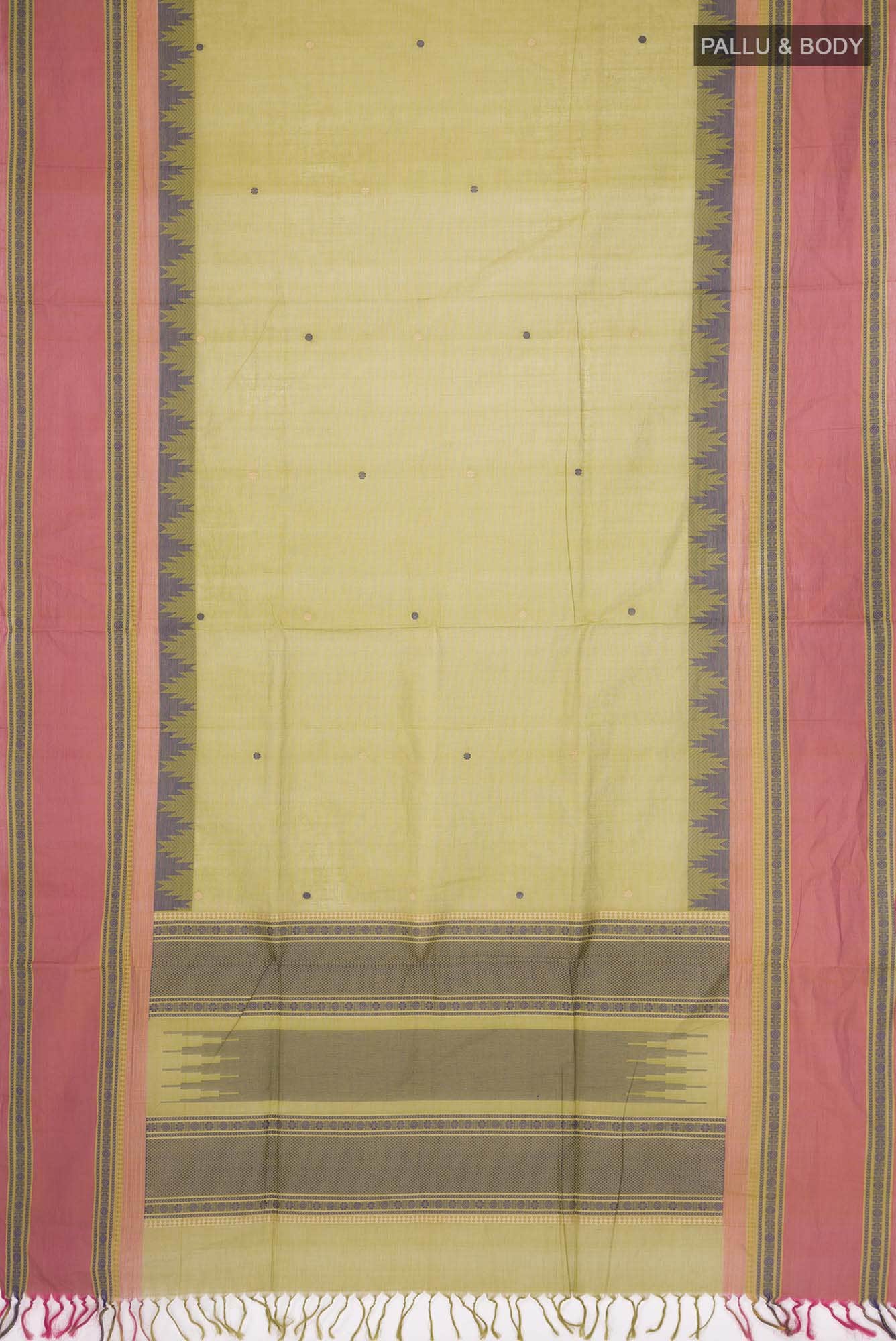 Green Coimbatore Cotton Saree - Image 2