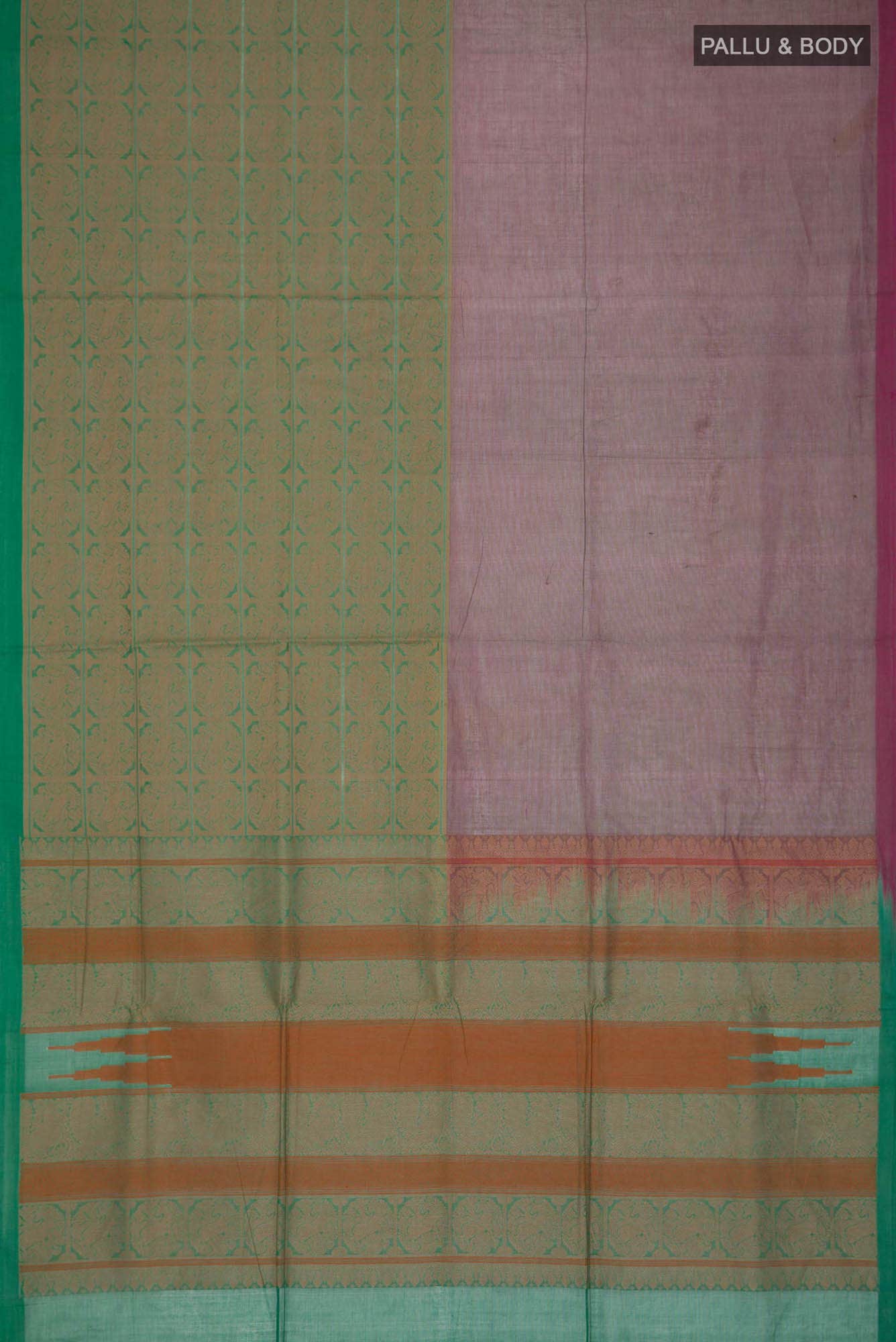 Green Coimbatore Cotton Saree - Image 2