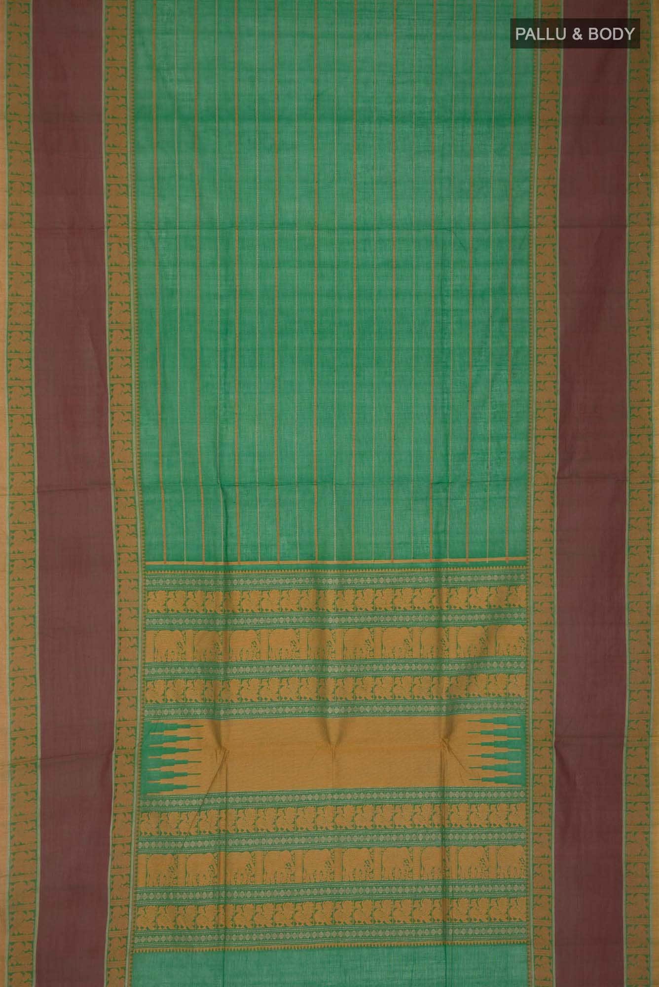 Green Coimbatore Cotton Saree - Image 2