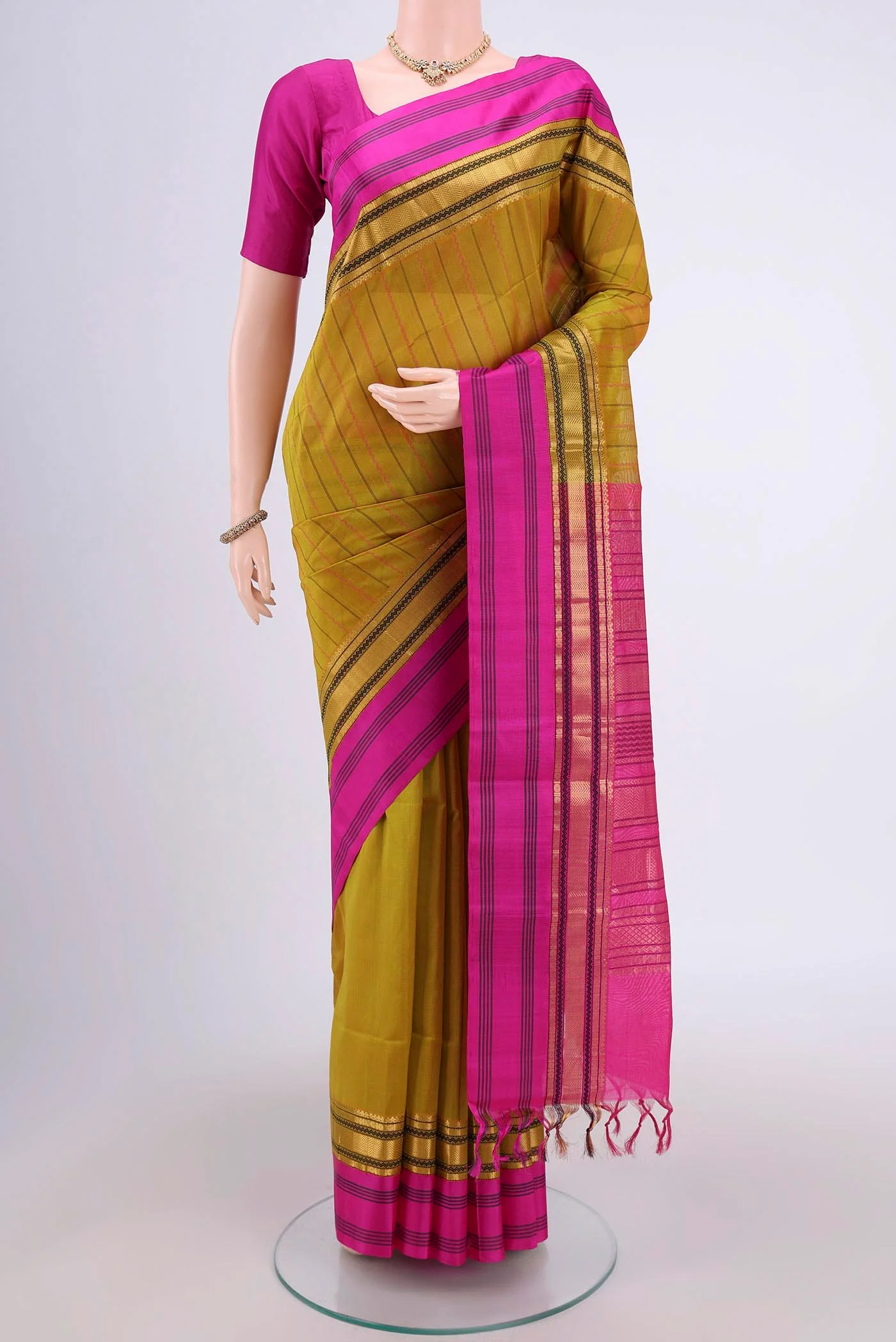 Acid Green Coimbatore Silk Cotton Saree