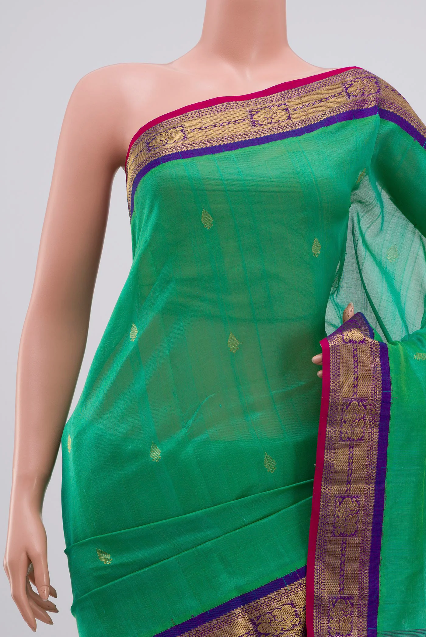 Sea Green Coimbatore Silk Cotton Saree - Image 2