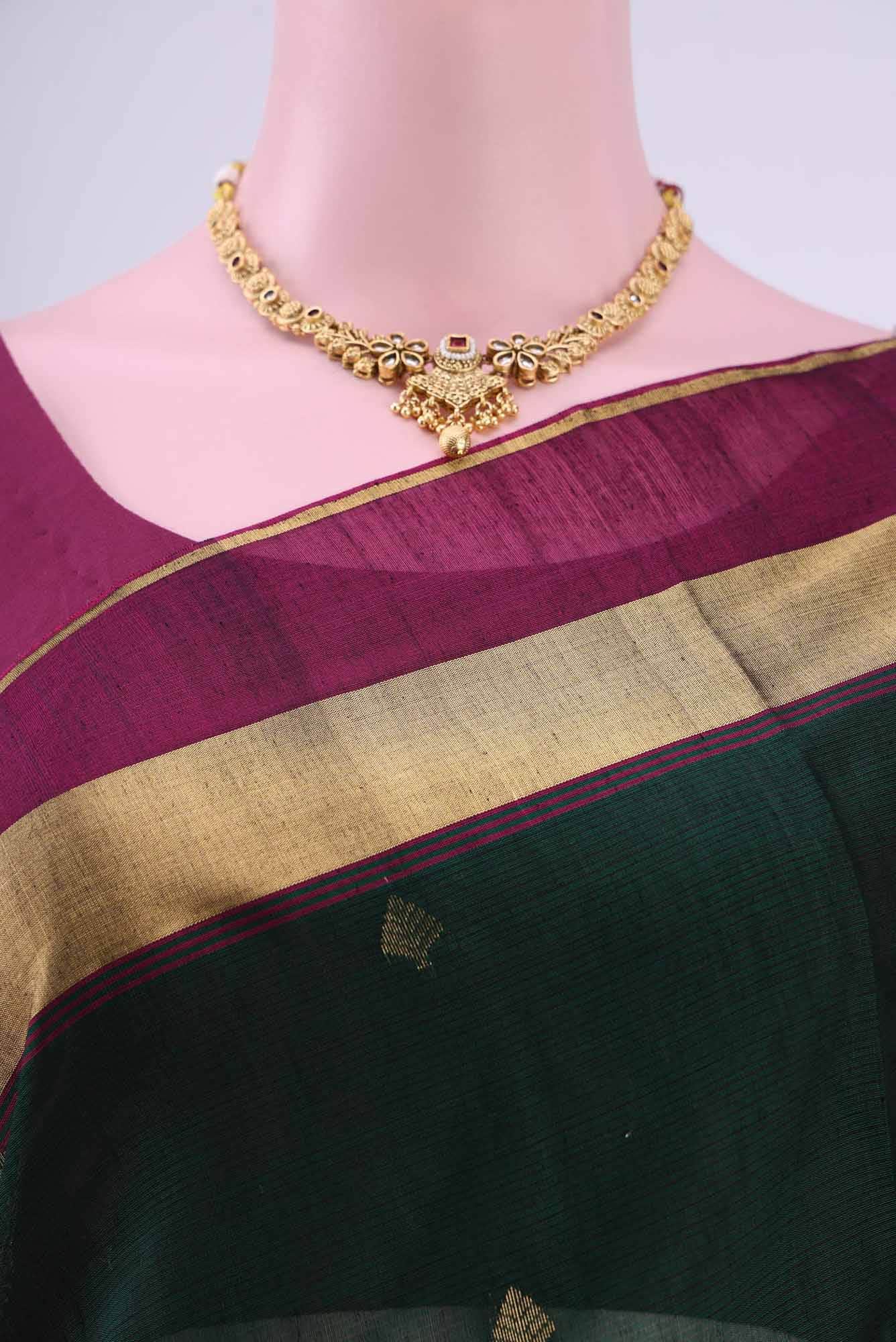 Green Coimbatore Silk Cotton Saree - Image 3