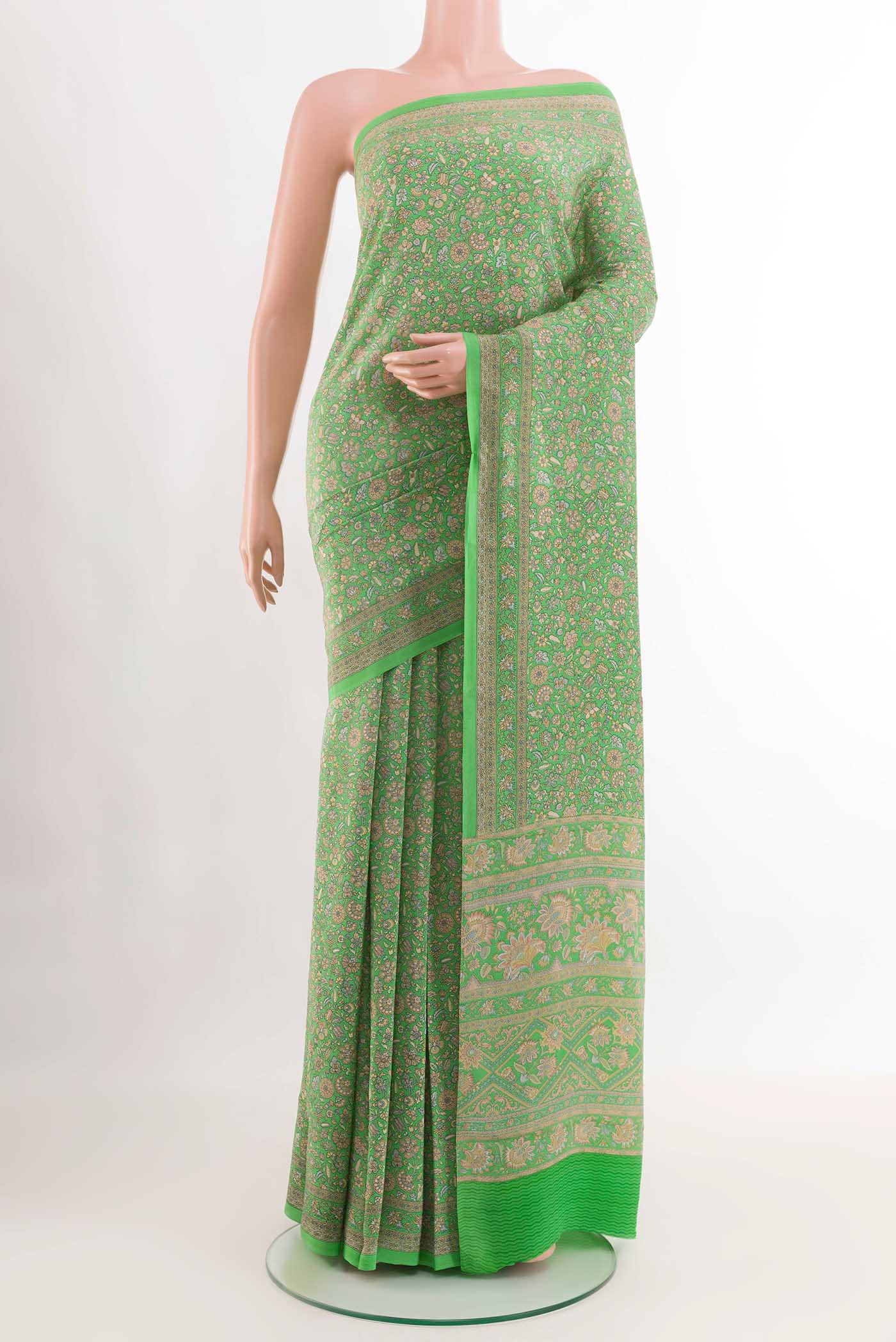 Green Crepe Saree