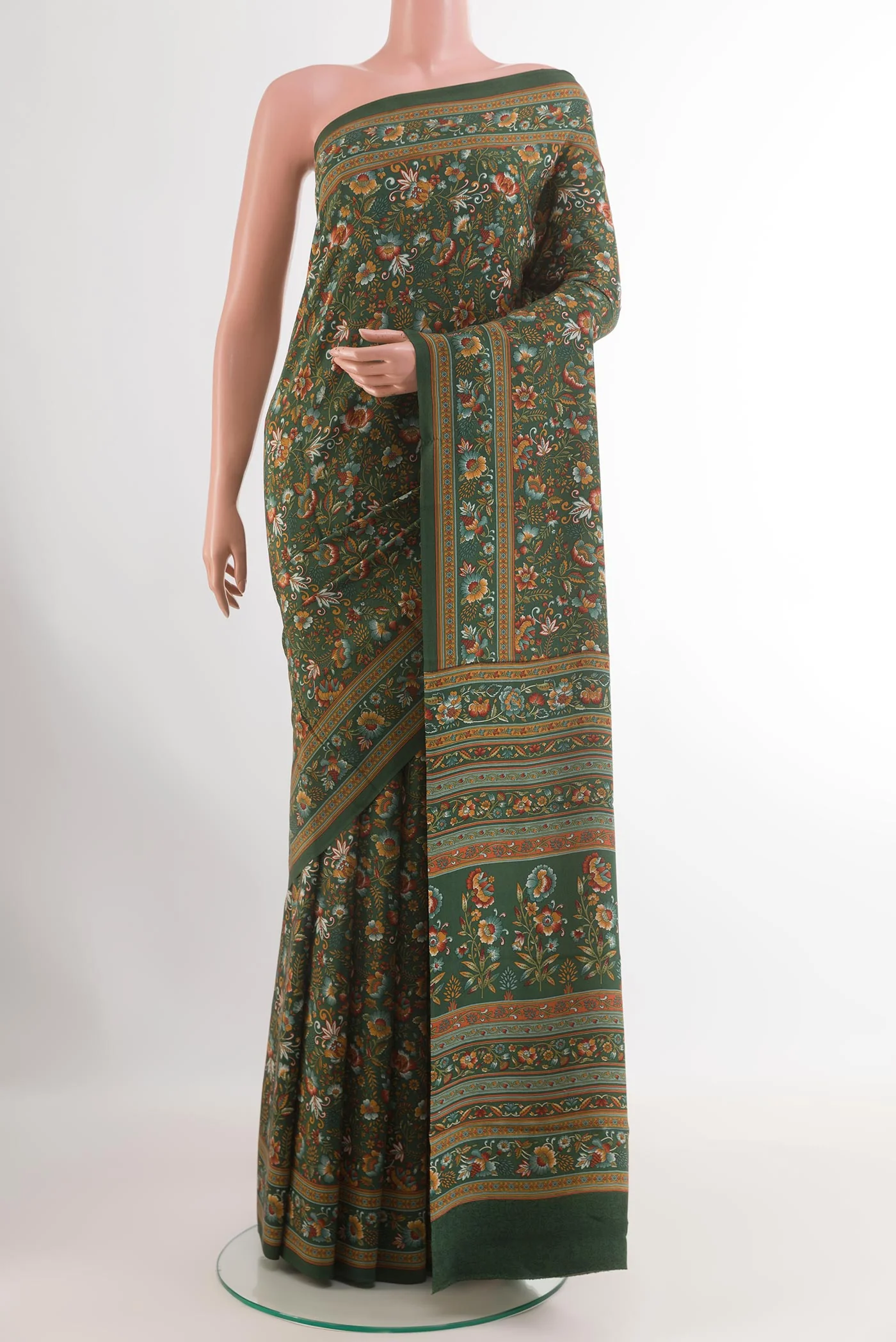 Bottle Green Mysore Crepe Saree