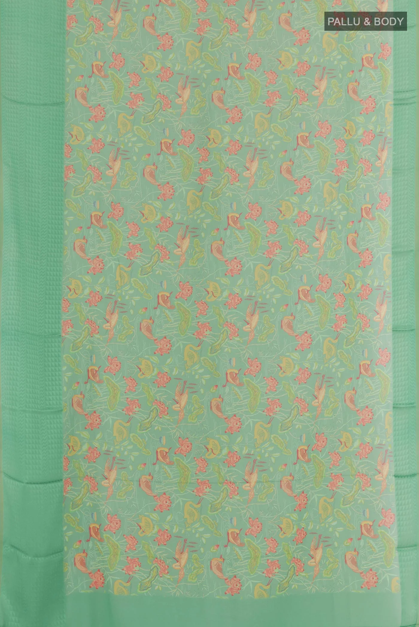 Green Mysore Crepe Saree - Image 3